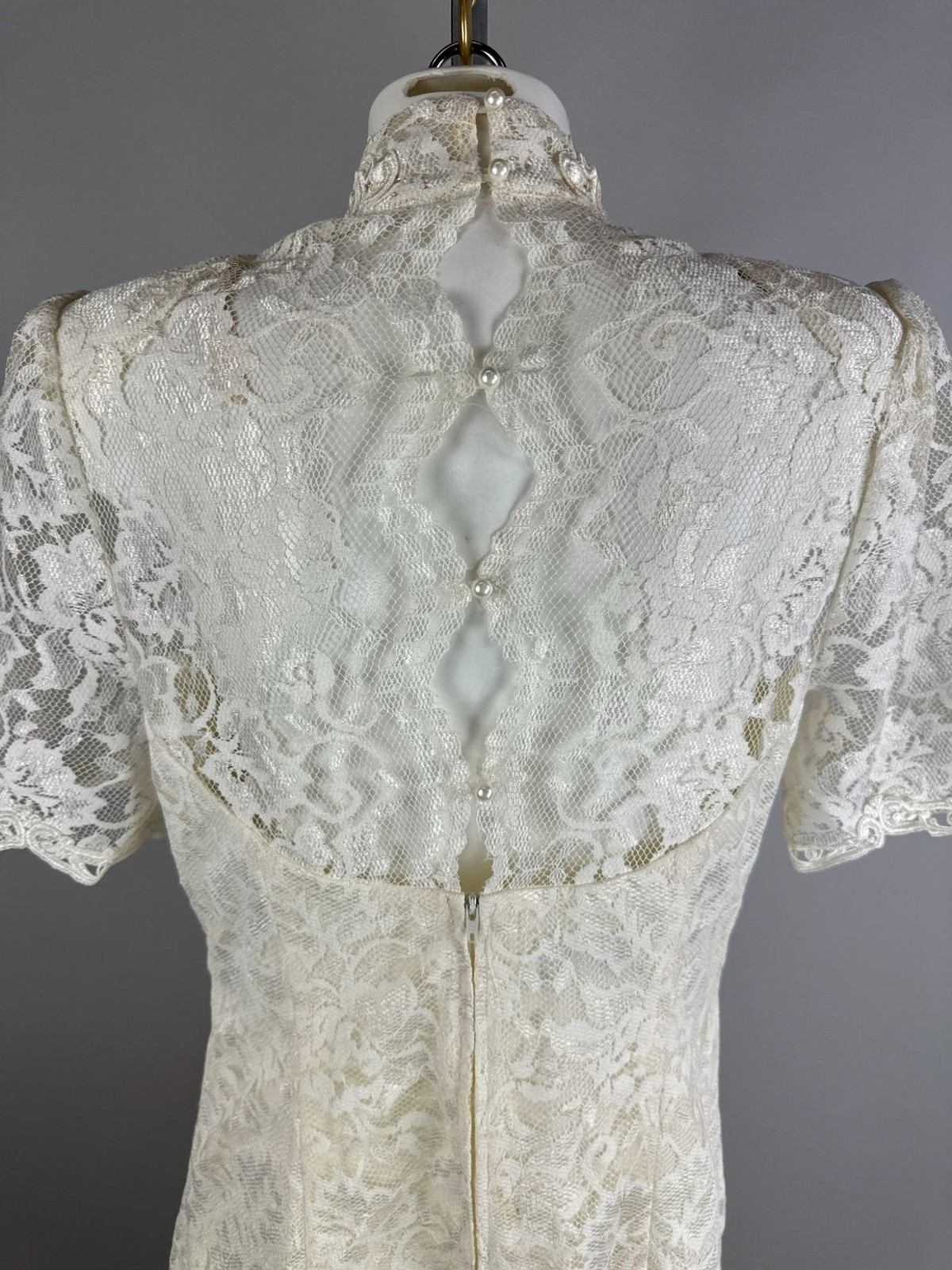 Vtg 80s Scott McClintock Vintage Dress Ivory Lace Wedding Cottage Core Size 10