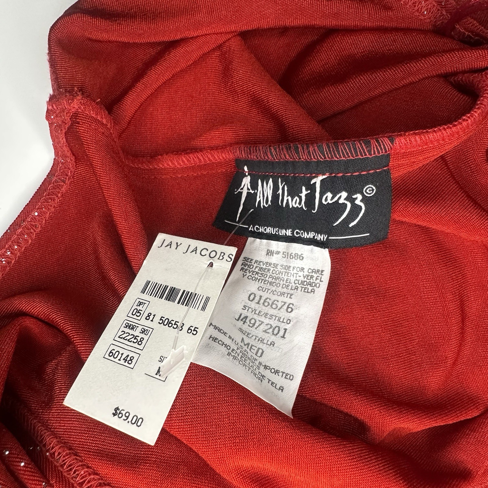 New NWT Vintage Medium Jay Jacobs All That Jazz Embellished Red Sparkly Dress