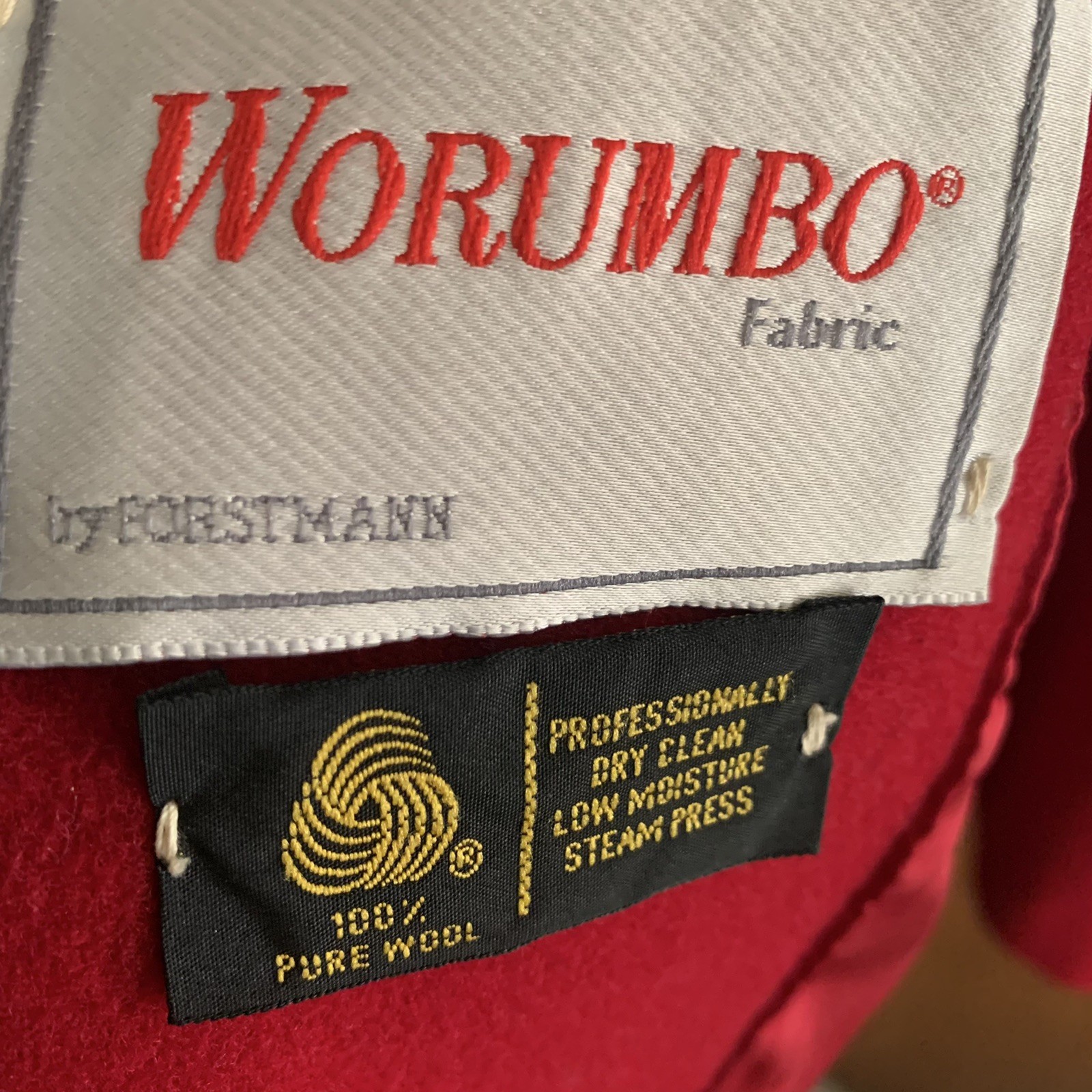Vintage Worumbo Fabric by Forstmann 100% Wool Red Pea Coat Women’s Size 12 Flaws