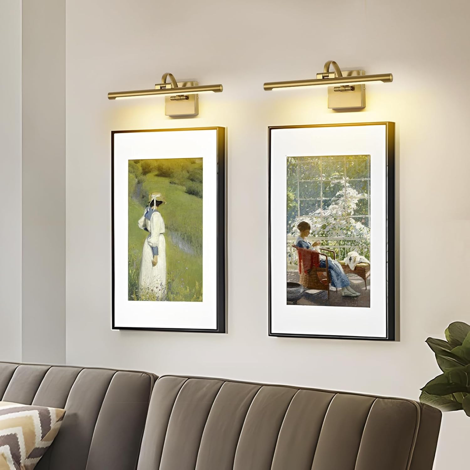 Brass Picture Lights for Wall Hard-Wired LED Picture Lighting Dimmable Art Light