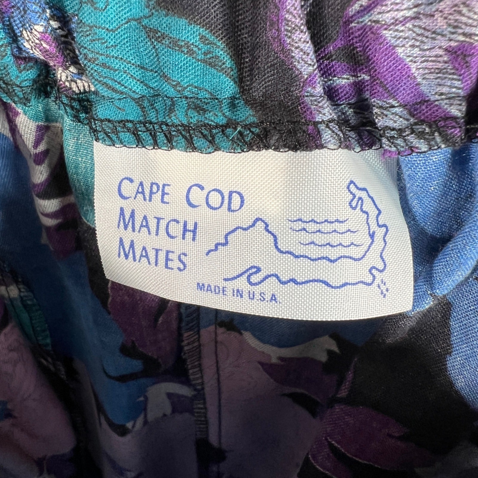 Cape Cod Match Mates Vintage Floral Midi Skirt Blue Purple Teal VTG Size 10 USA