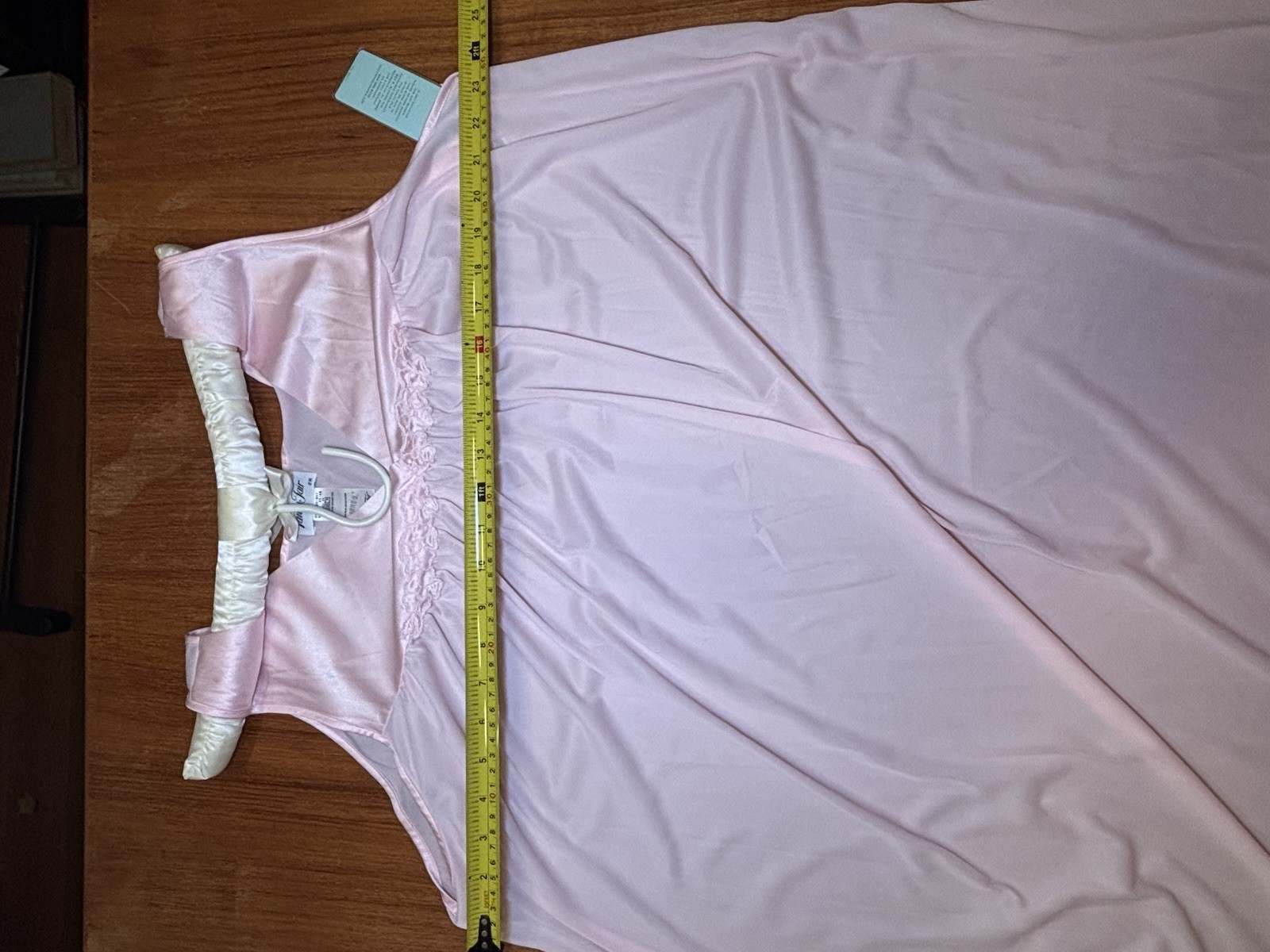 Vtg Vanity Fair 2X Pink Nylon Pink Sleeveless Nightgown V-Neck Satin Hem Irr
