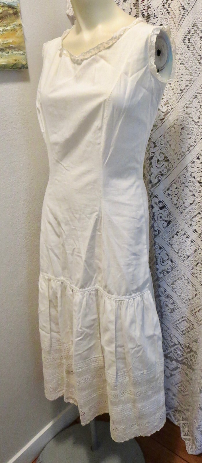 Antique 1900s Gibson Girl Shapely Fitted Full Slip With Lace Petticoat 34 Bust