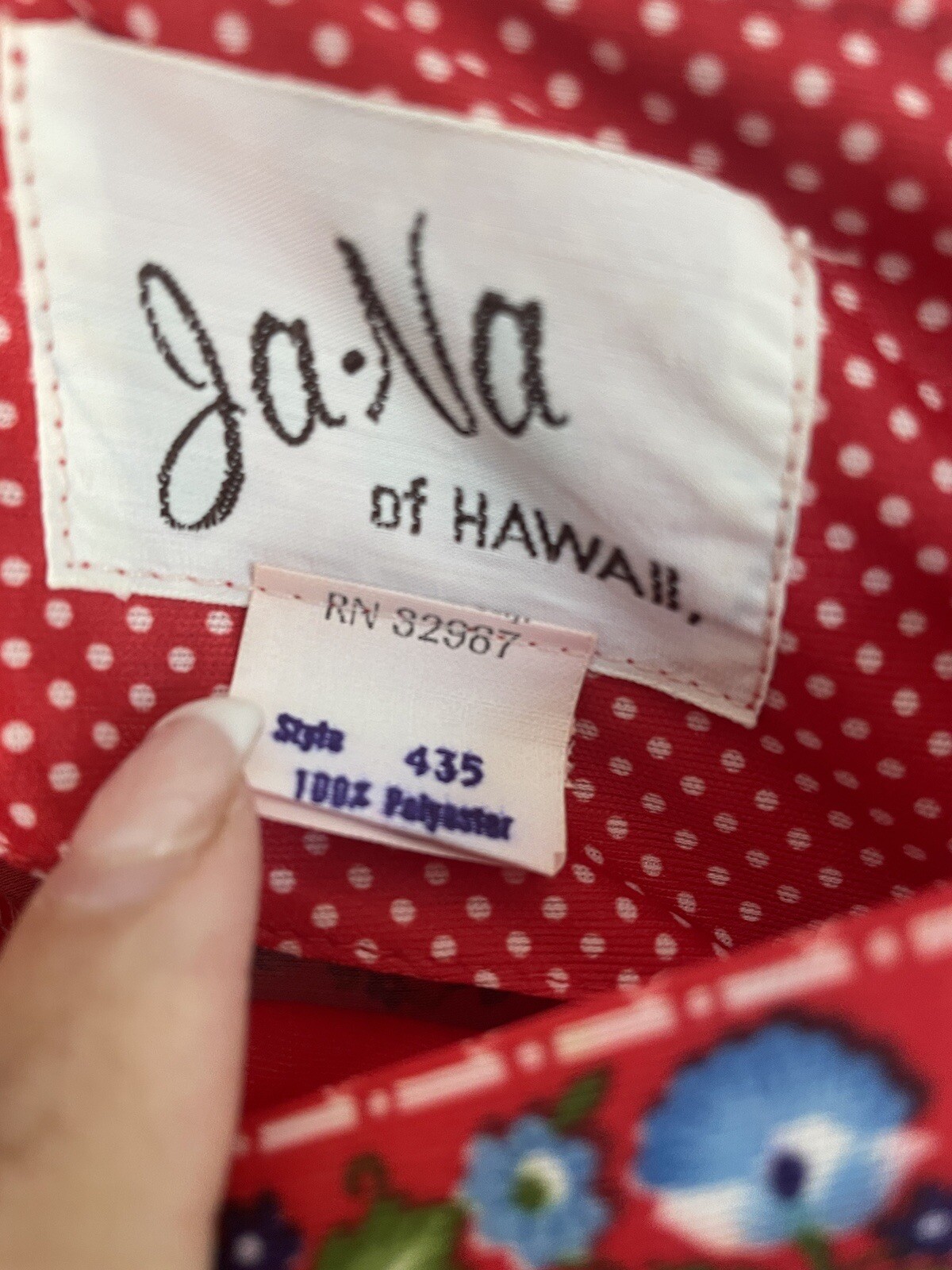 Vintage Ja-Na of Hawaii Women’s RED Floral Dress Maxi Long Polka Dot SIZE 9 Jana