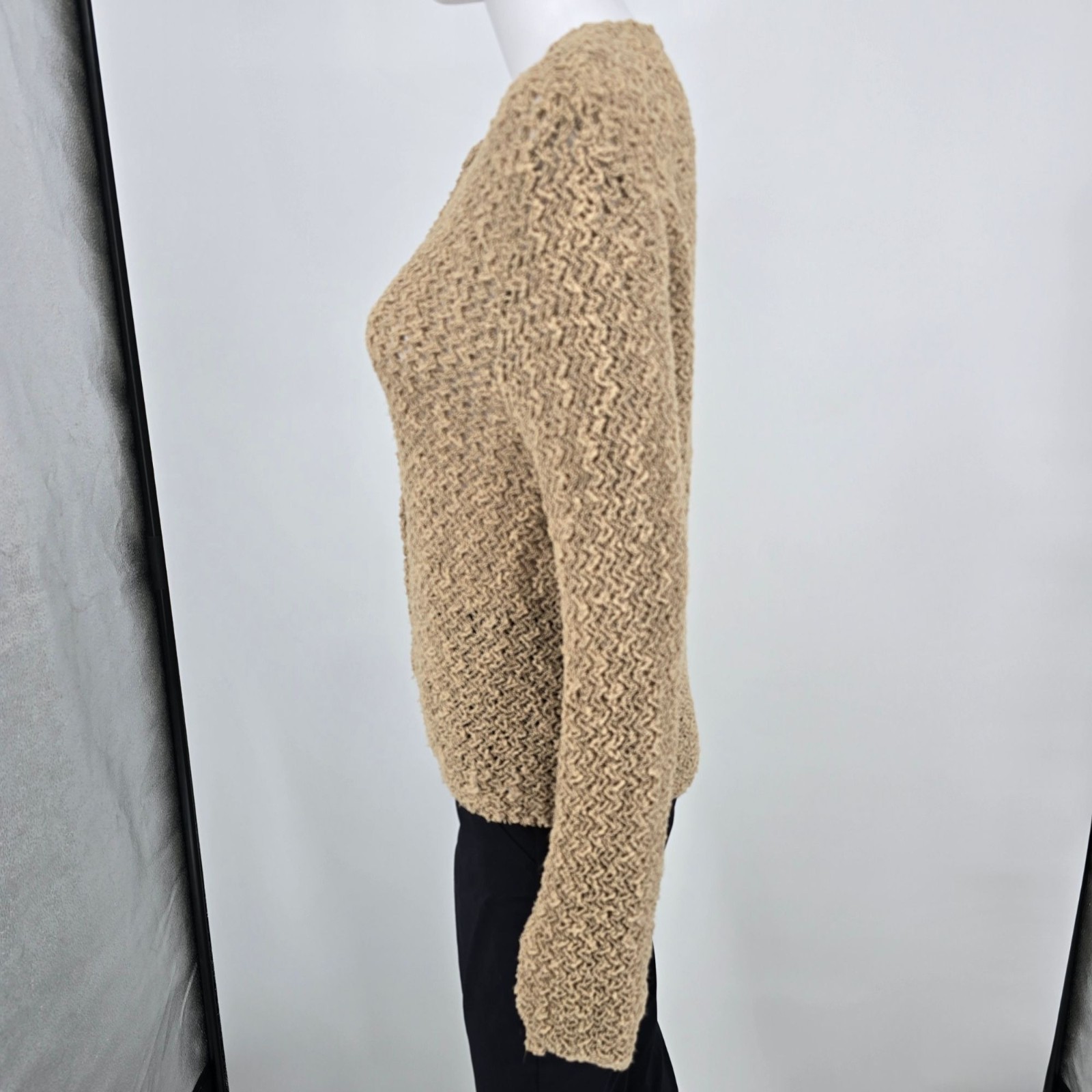 Vintage 1960s Majestic Women’s Boho Open Knit Button-Front Cardigan Sweater (M)