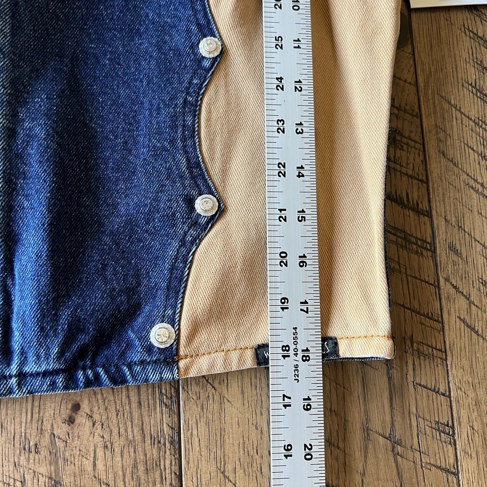 Vintage Western Ethics Bling Vest L Denim Tan 2 Tone 80s Scalloped Zip Cowgirl