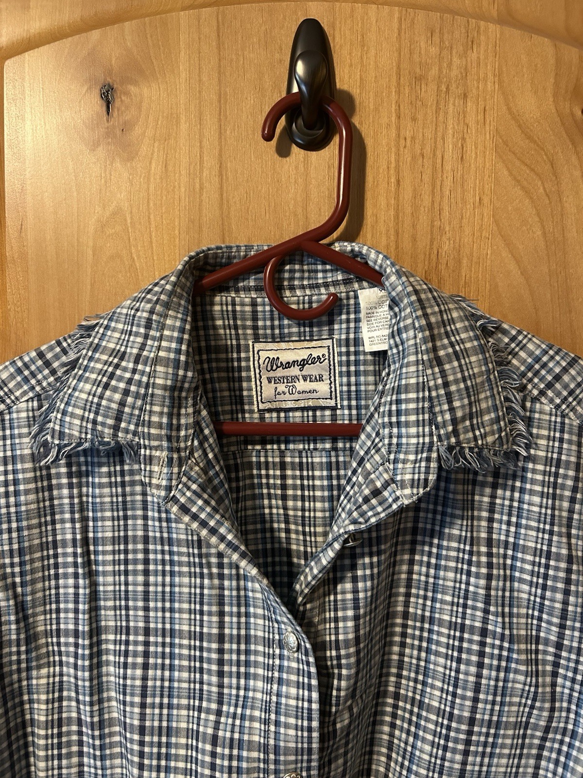 Wrangler Vintage Western Cowgirl Cotton Crop Top Front Waist Tie Metal Button XL