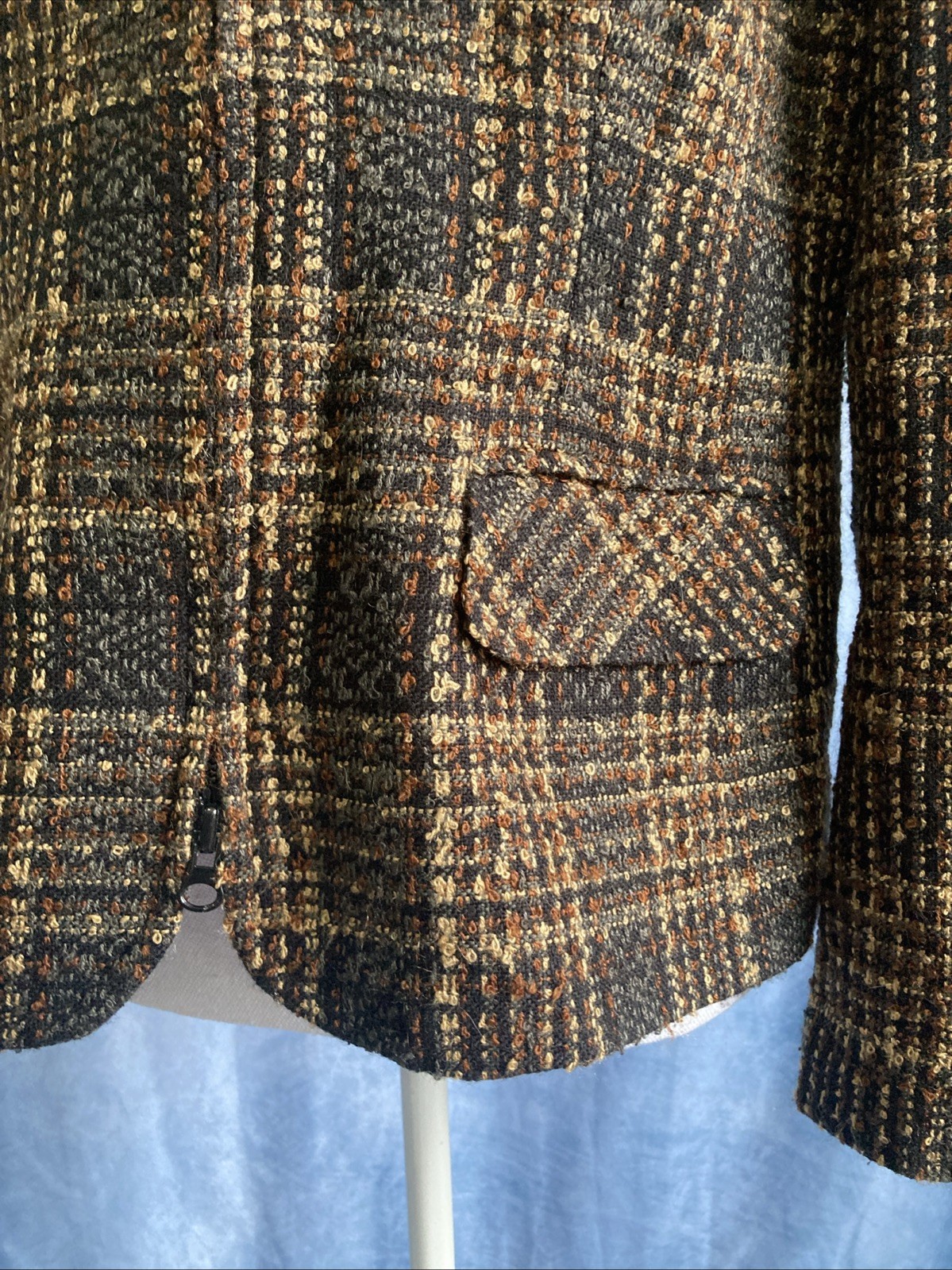 VTG Sag Harbor Women’s 14 Petite Brown Plaid 90s Career Blazer Jacket F12072 14P