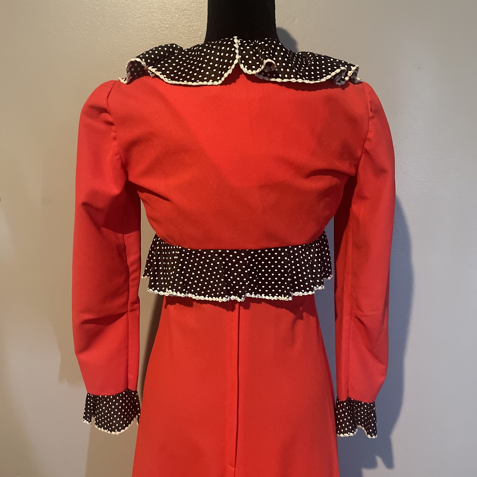 Vintage Jim ‘N Me Maxi Dress Red Black Sz 7 Juniors Two Piece Set Crop Jacket XS