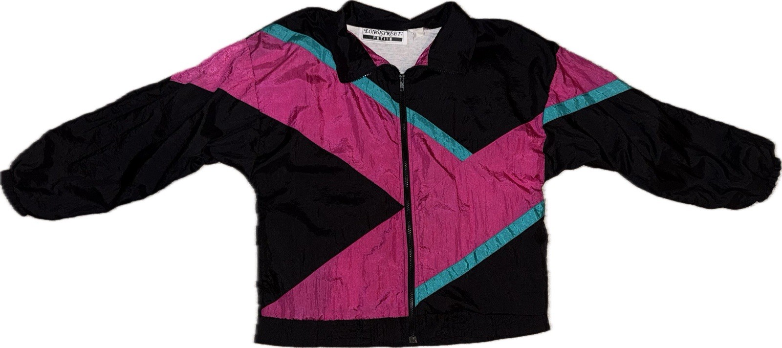 Vintage Longstreet Petite Large Windbreaker Track Jacket 80s/90s EUC Pink Green