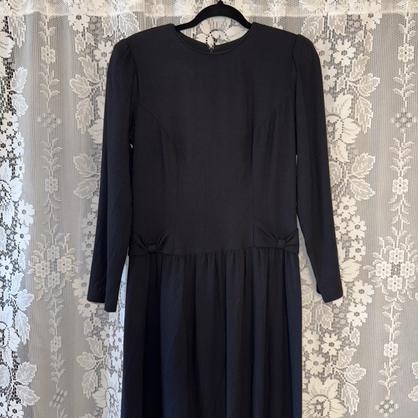 Vintage Lanz Originals Woman’s Opaque Rayon Little Black Dress Size 8 34 Bust