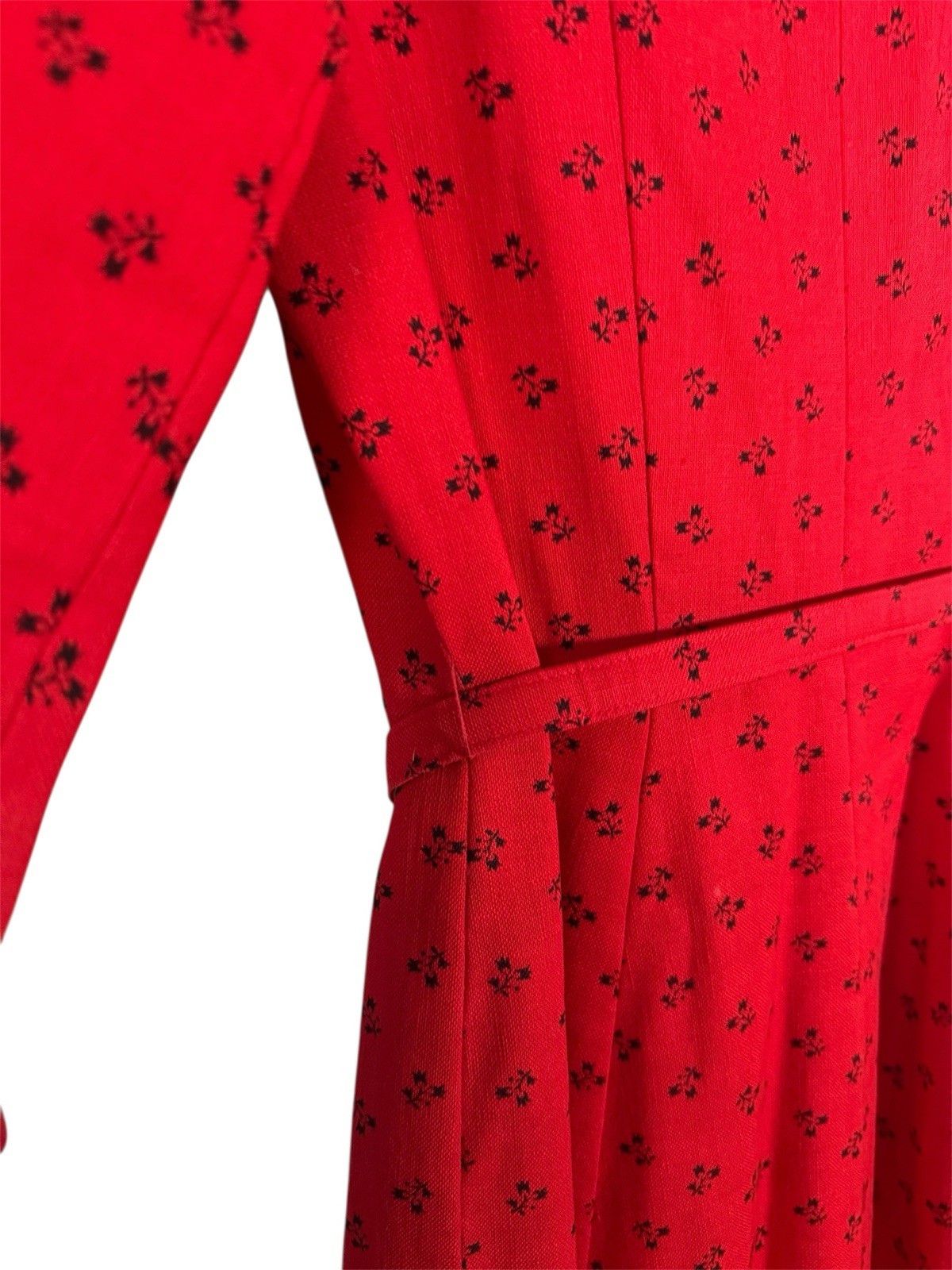 Vintage Lanz Original Red Floral Button Front Dress 1950s-60s Austrian Style S