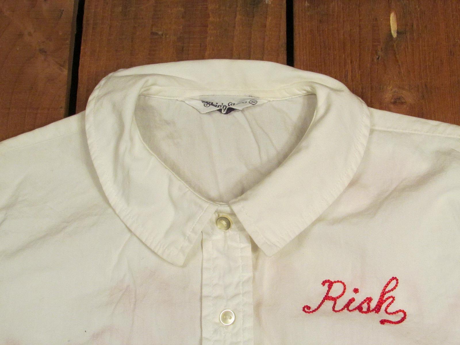 Vintage 1950s New Holland Sperry Rand White Bowling Team Shirt Blouse Rishel 1/2