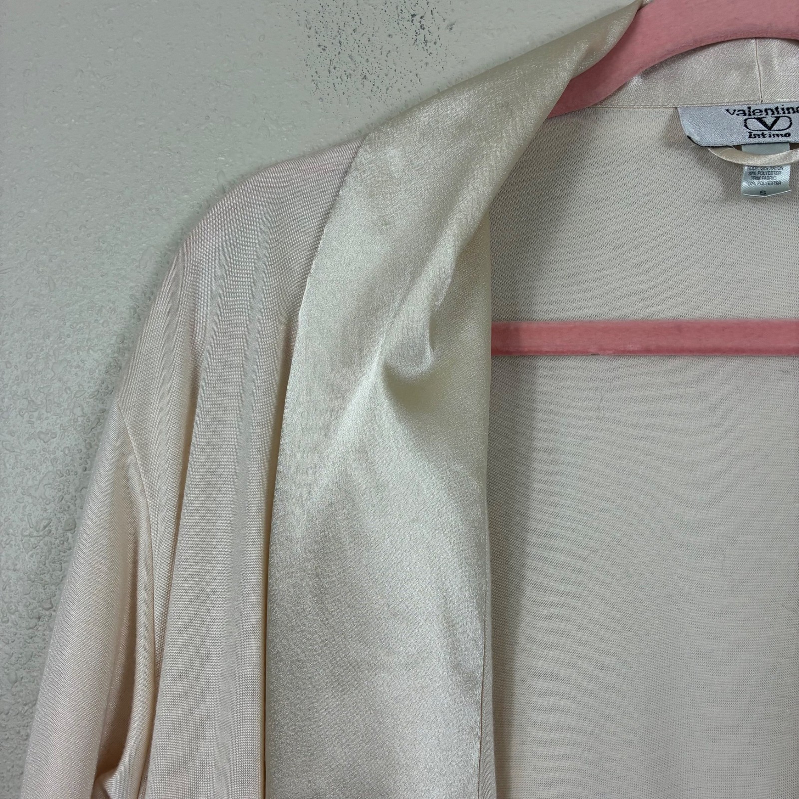 VTG 80/90s Valentino Intimo Satin Trim Robe Small Ivory Quiet Luxury Loungewear
