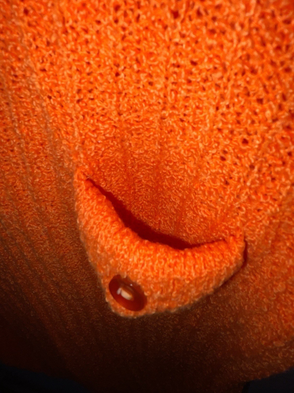 Vintage Handmade Orange Knit Collared Shirt Women’s Retro Short Sleeve Pocket