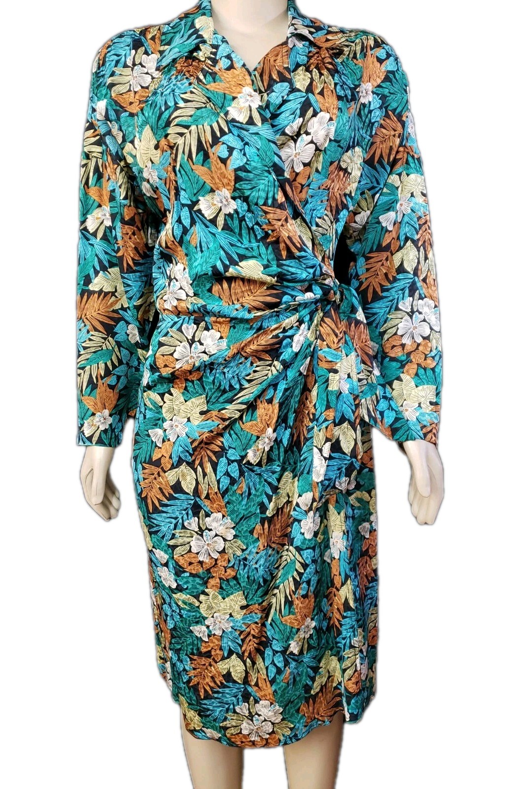Maggy London By Jeannene Booher Sz. 8 VTG Silk Multicolor Womens Wrap Dress #CB8