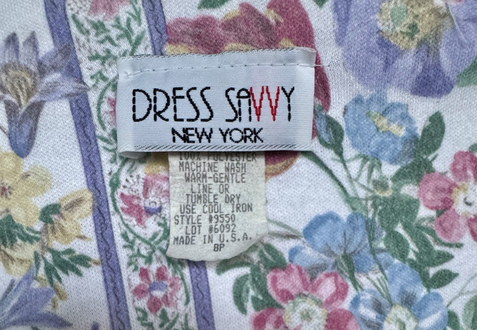 Dress Savvy New York Vintage Short Sleeve Weskit White Pink/Purple Floral 8P