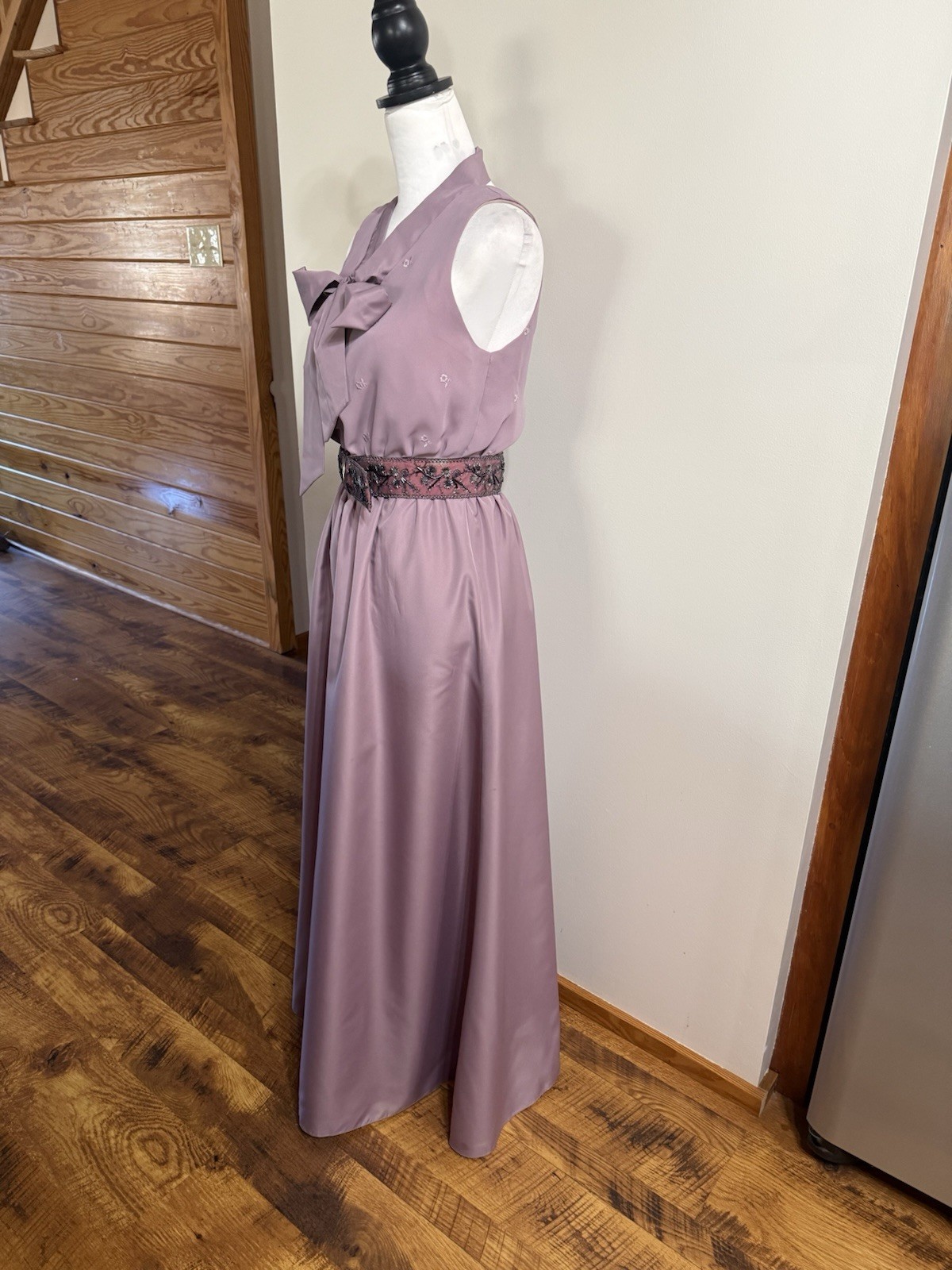 VTG Roger Milot for Jo Ed Sophisticates Embroidered Maxi Dress S Cottage Preppy
