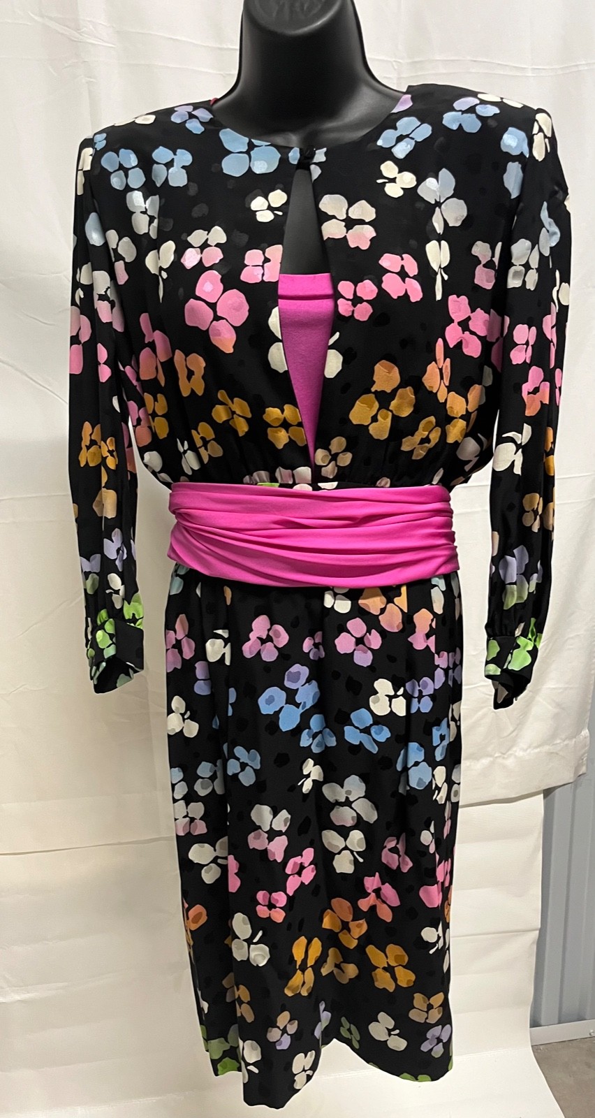 Unique & Versatile Vintage 1980s VALENTINO NIGHT multicolor Silk Dress M