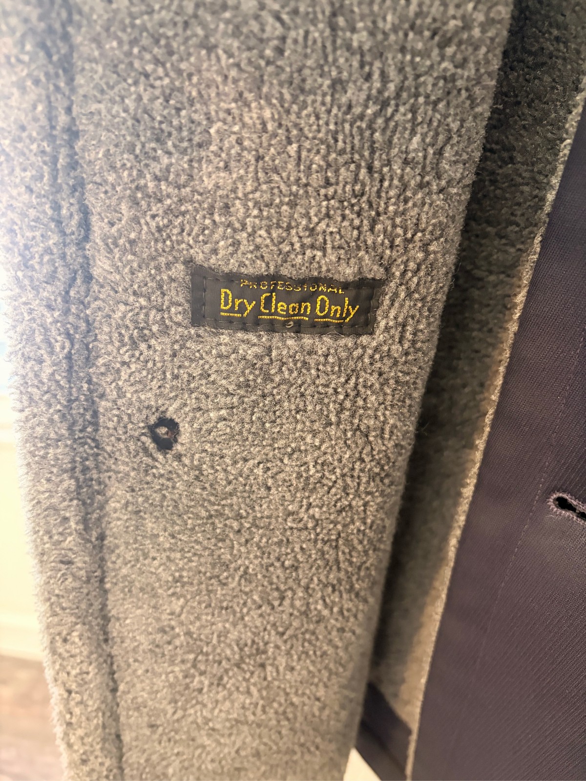 Casualcraft of New York Mens Overcoat Faux Fur Collar Navy Size 42R