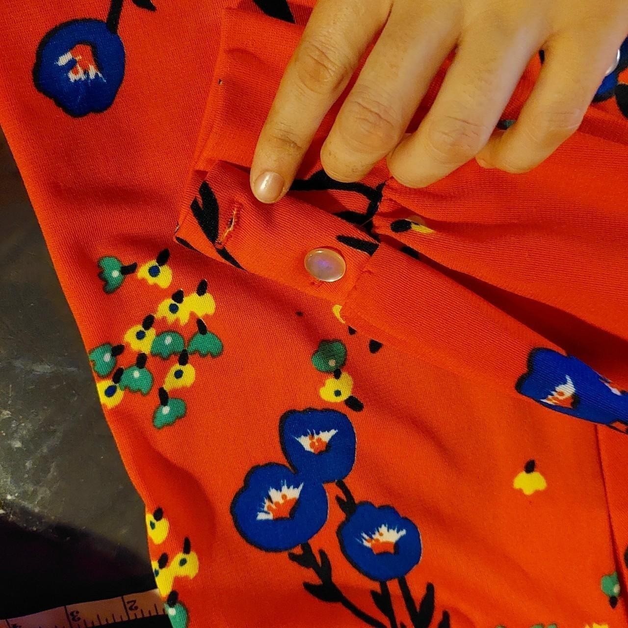 Vintage 70's floral orange button up and tank top matching set.