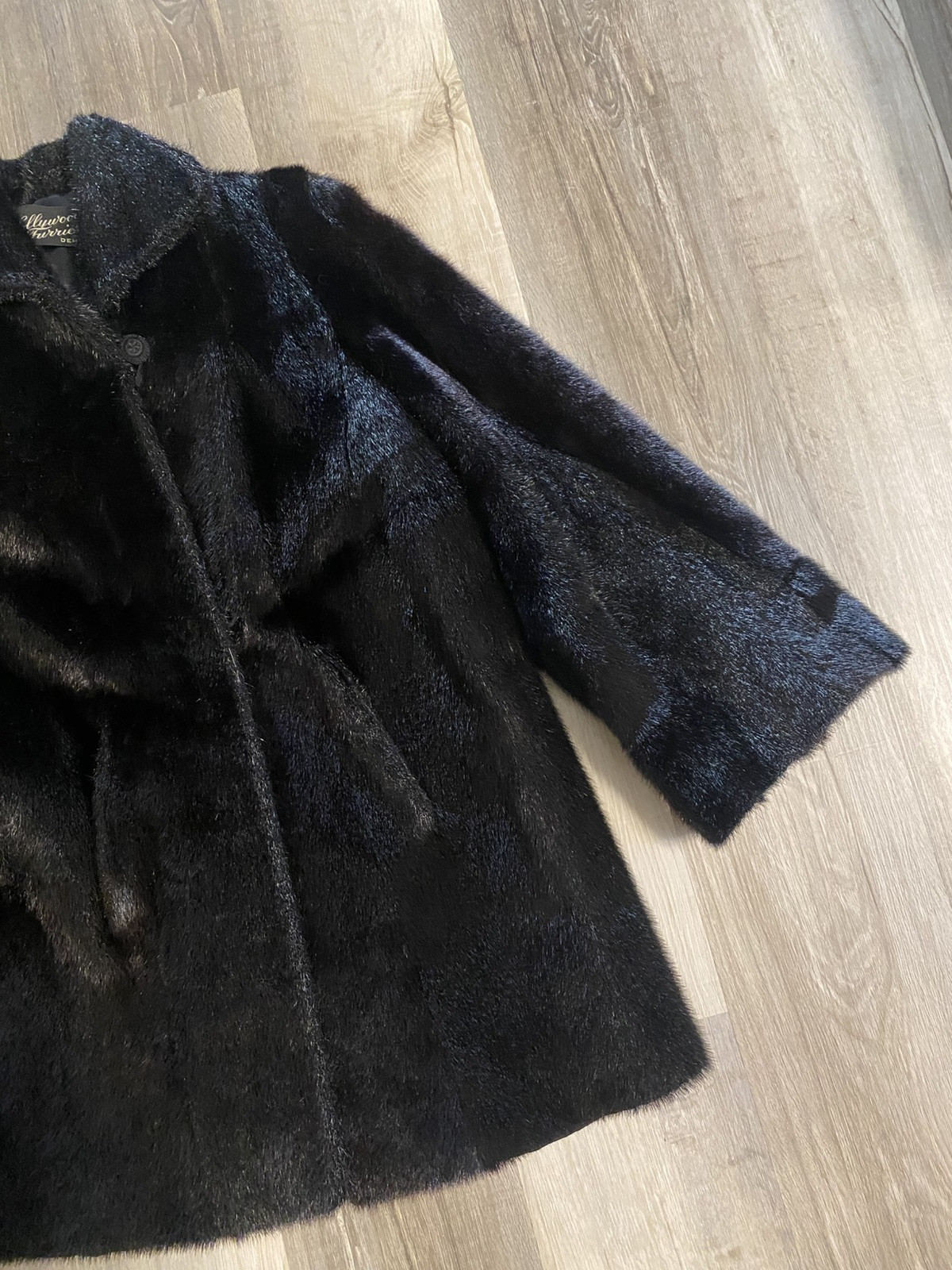 Vintage 40s Black Genuine Fur Coat Long Sleeve Mobwife Old Hollywood Excellent