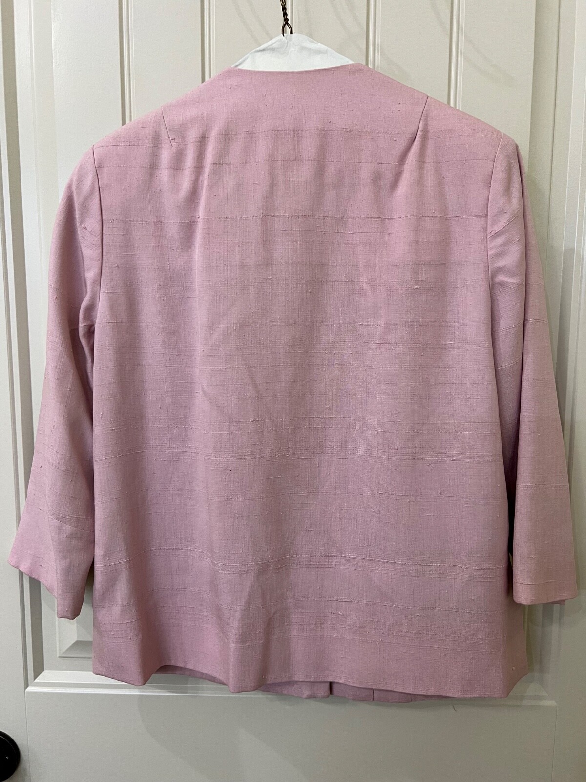 1950’s 60s Ann Murray Silk Dupioni Sheath Jacket Pink 3/4 sleeves Large 40″ bust