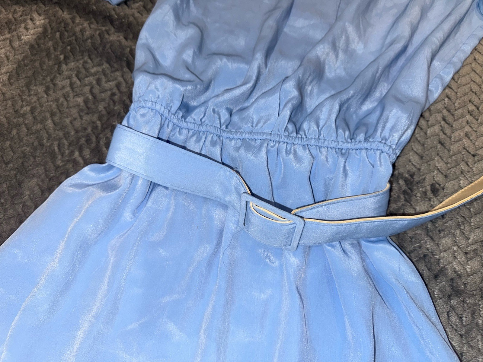Vintage 80s Periwinkle Blue Midi Dress Pellini Petites by Von Bramlett Size 5/6P