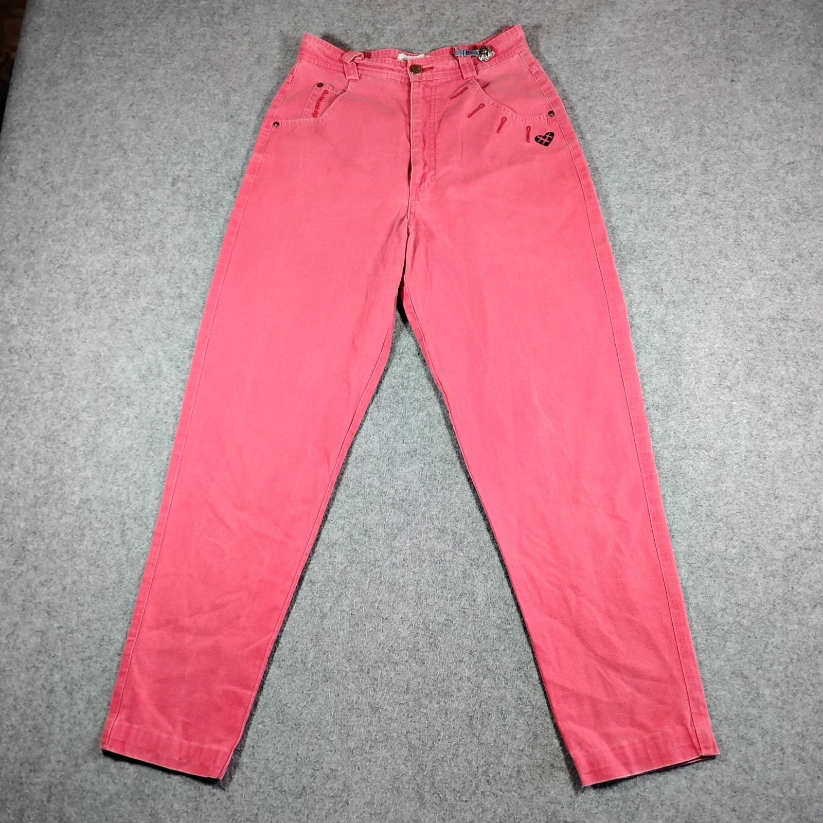 Perry Country Vintage 90s Pink High Rise Jeans Heart Embroidered 28×29