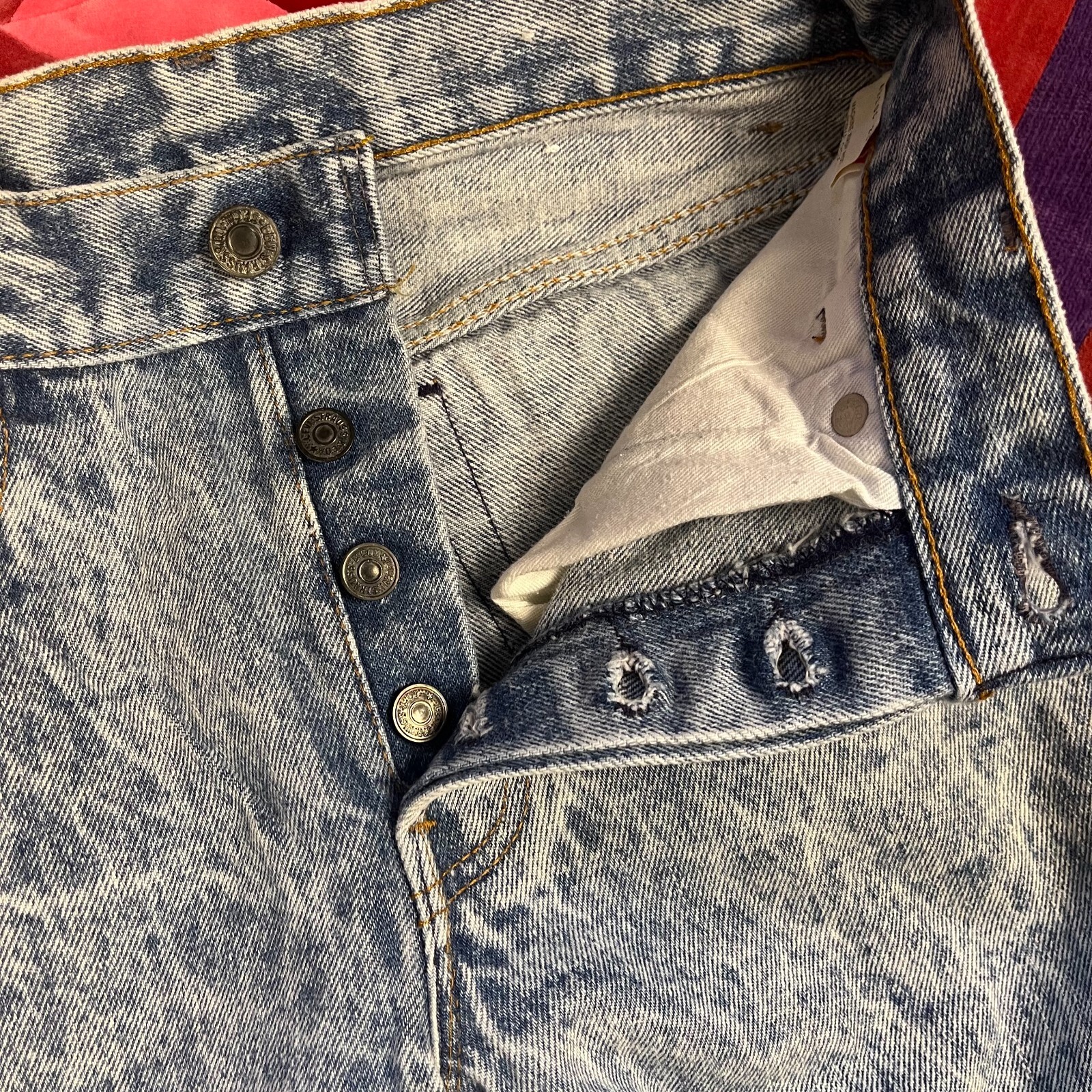 Lot 2 Vintage Levis Jeans Acid Washed Blue Student Fit 701 Dark Blue 505 90s 27