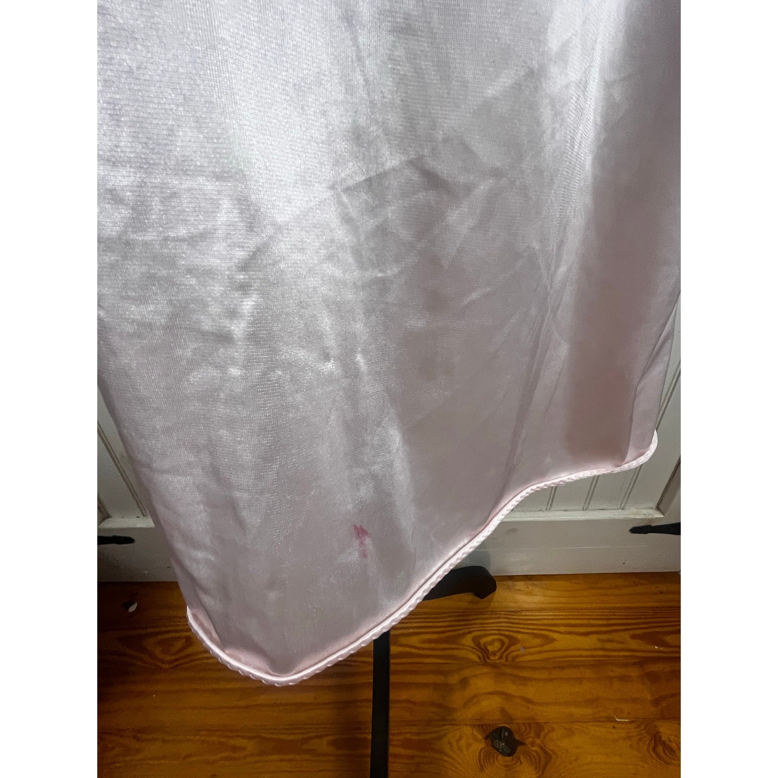 Vintage Stardust Pink Nylon Lace Floral Embroidered Nightgown Sz M Romantic USA