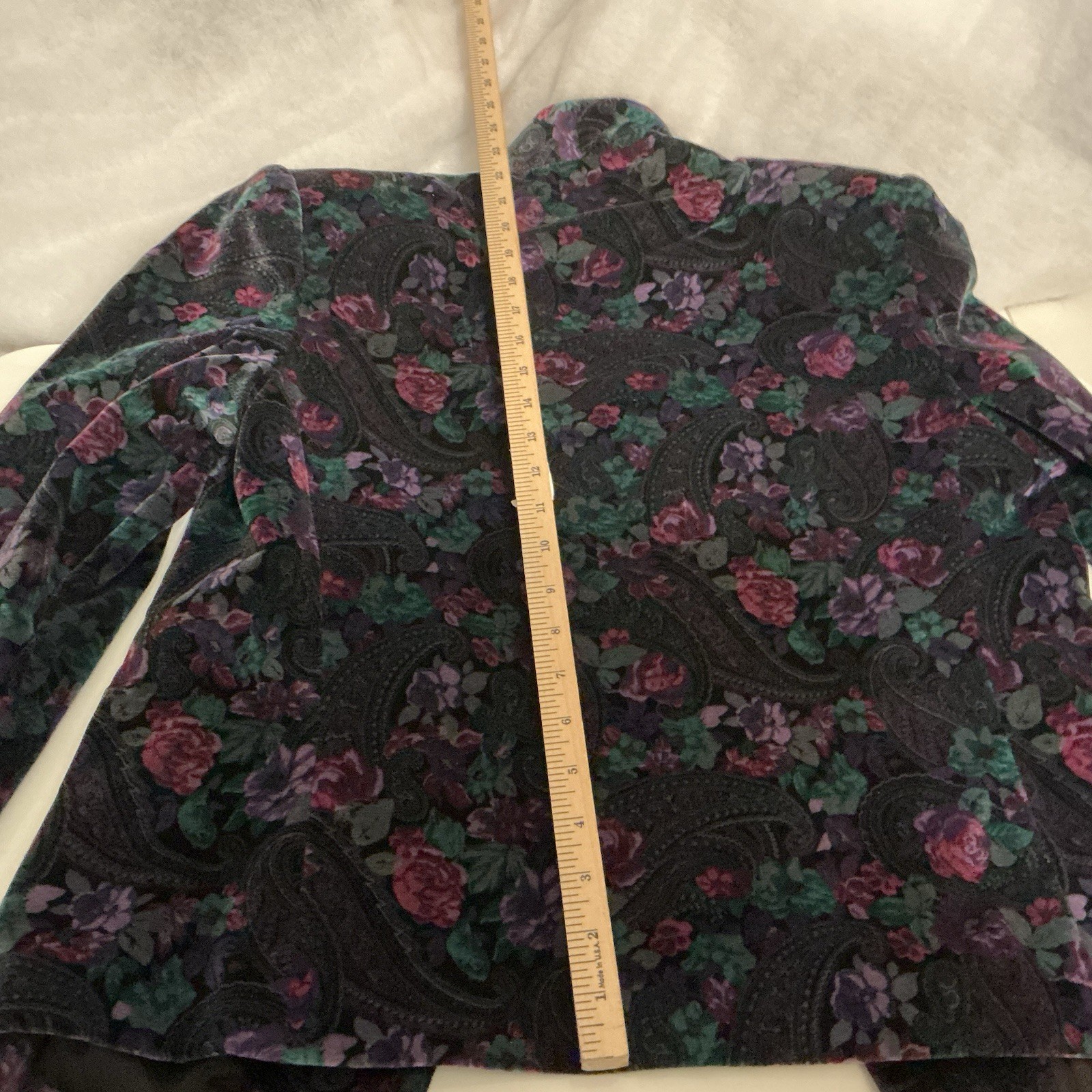 Vintage Lombardi Inc Floral Velvet Blazer Womens 10 USA Made Paisley Jacket