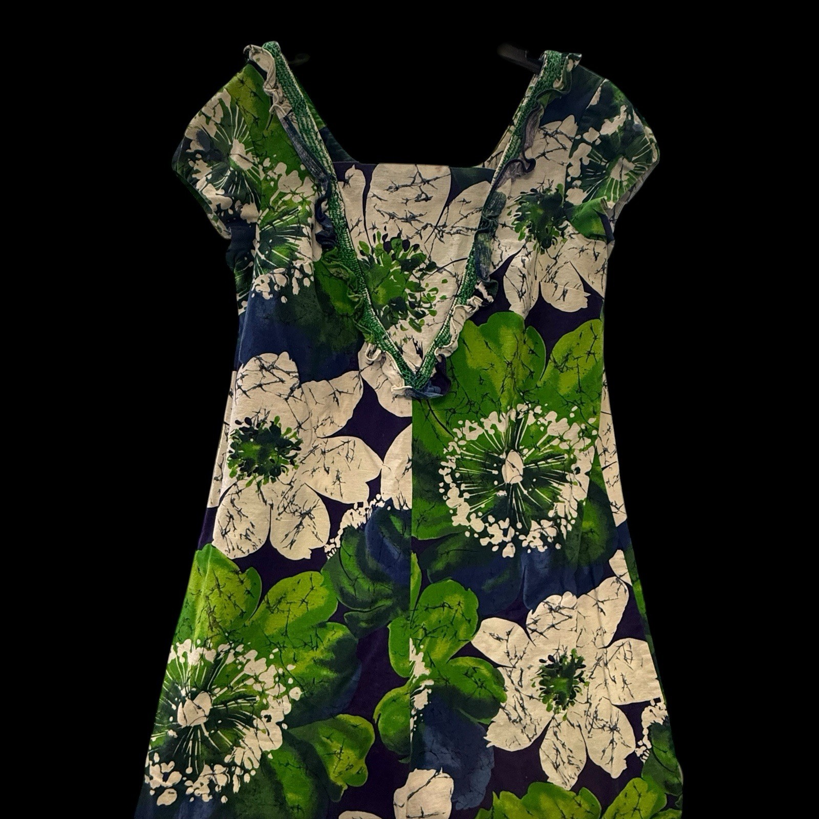 VTG Liberty House Of Hawaii Barkcloth Flower Power Maxi Dress MuMu Hawaiian