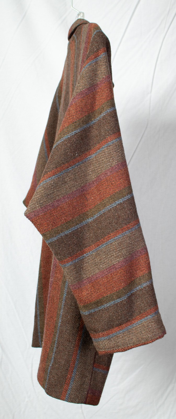 1970s Vintage Wool Tweed Dolman Sleeve Jacket Drop Waist Brown Orange Fall L