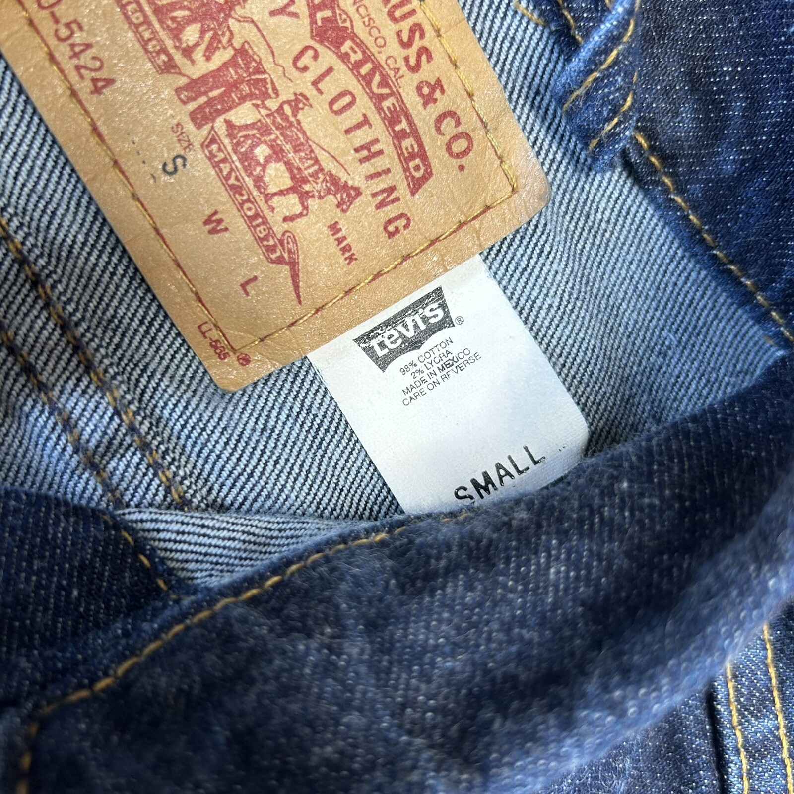 VTG Levi’s 80s Cropped Denim Jean Jacket Dark Wash Red Tab Long Sleeve Size S