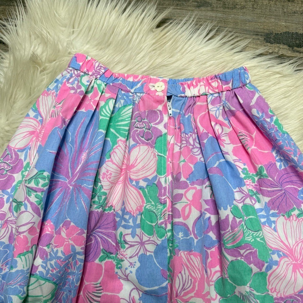 Vintage Lilly Pulitzer Pink Green A-Line Midi Skirt Resort Wear Women’s Small