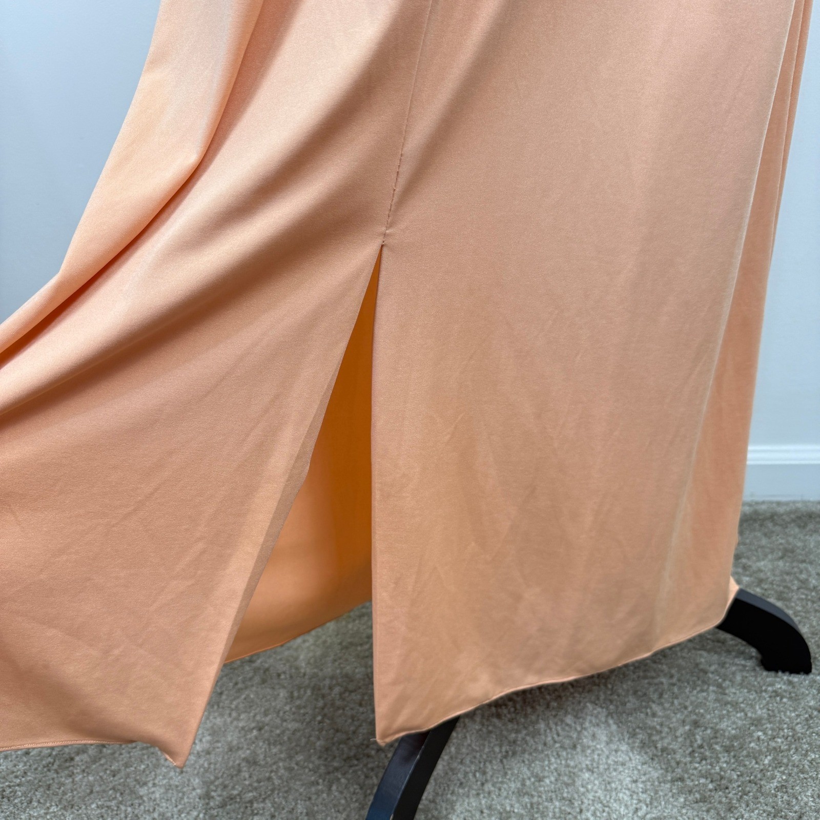 Vintage 70s Empire Waist Maxi Dress with Cape Bolero Womens Small Peach Apricot