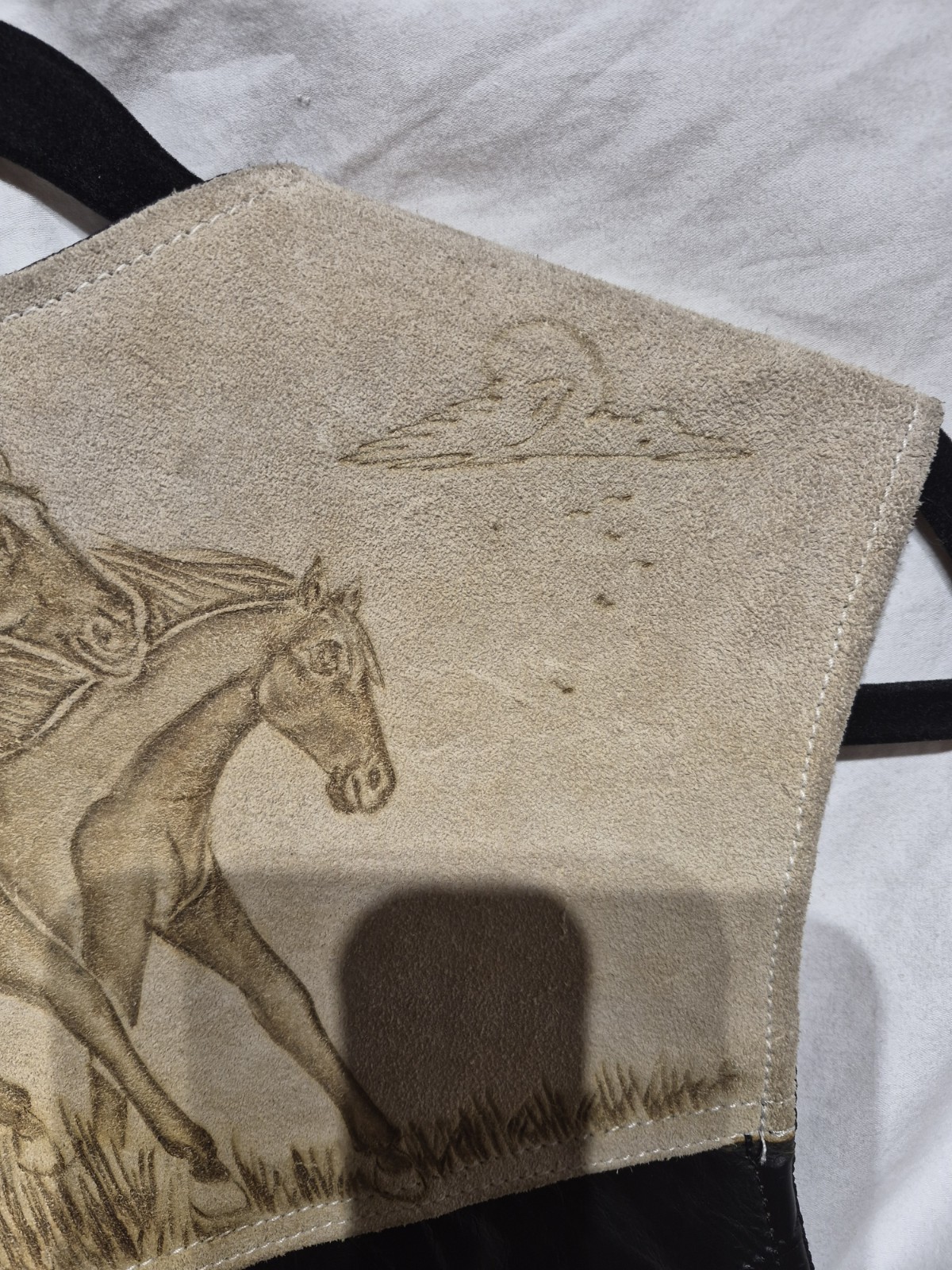 Texas Mexican Leather Horse Vest Leather Hand Tooled On Front & Back COWBOY