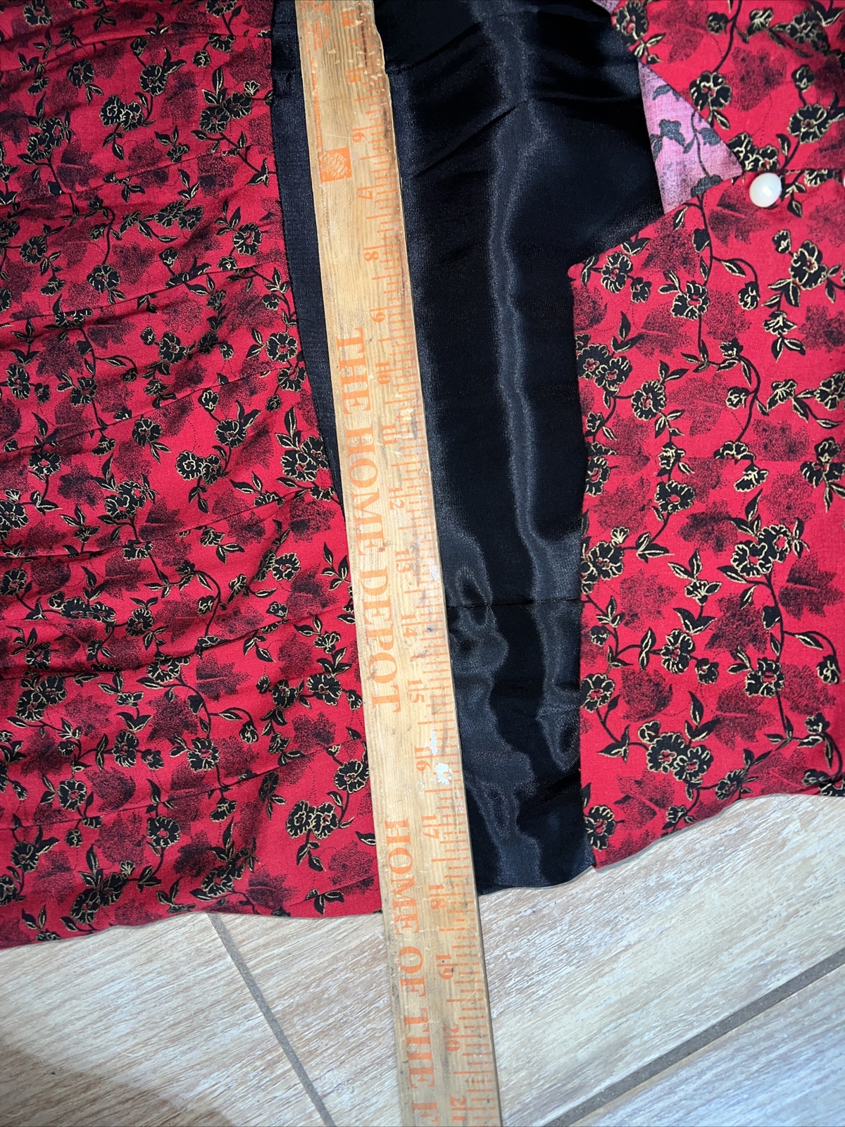 VTG Miss Dorby Red Floral w/Eyelet Collar Pearl Button Dress SZ 16 NWTS br2