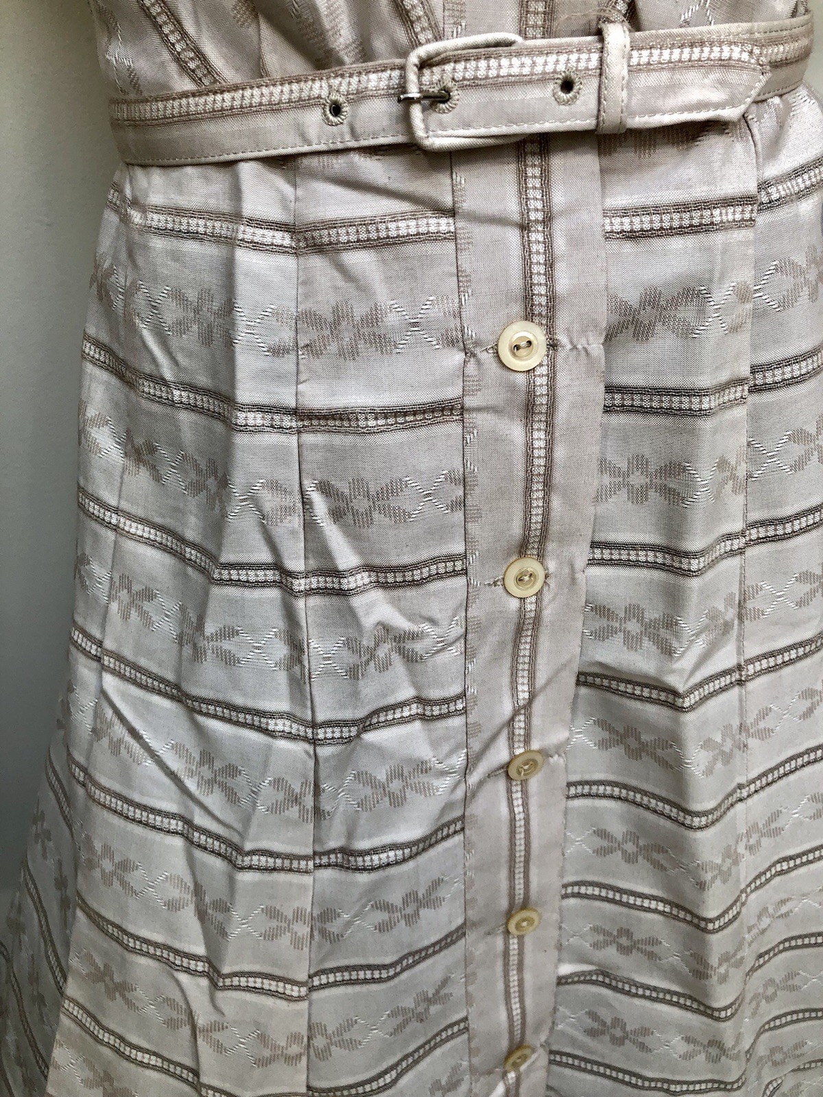 VTG 1950s DEADSTOCK wo/Tags Taupe JACQUARD SHIRTWAIST DRESS „Nadine Original”