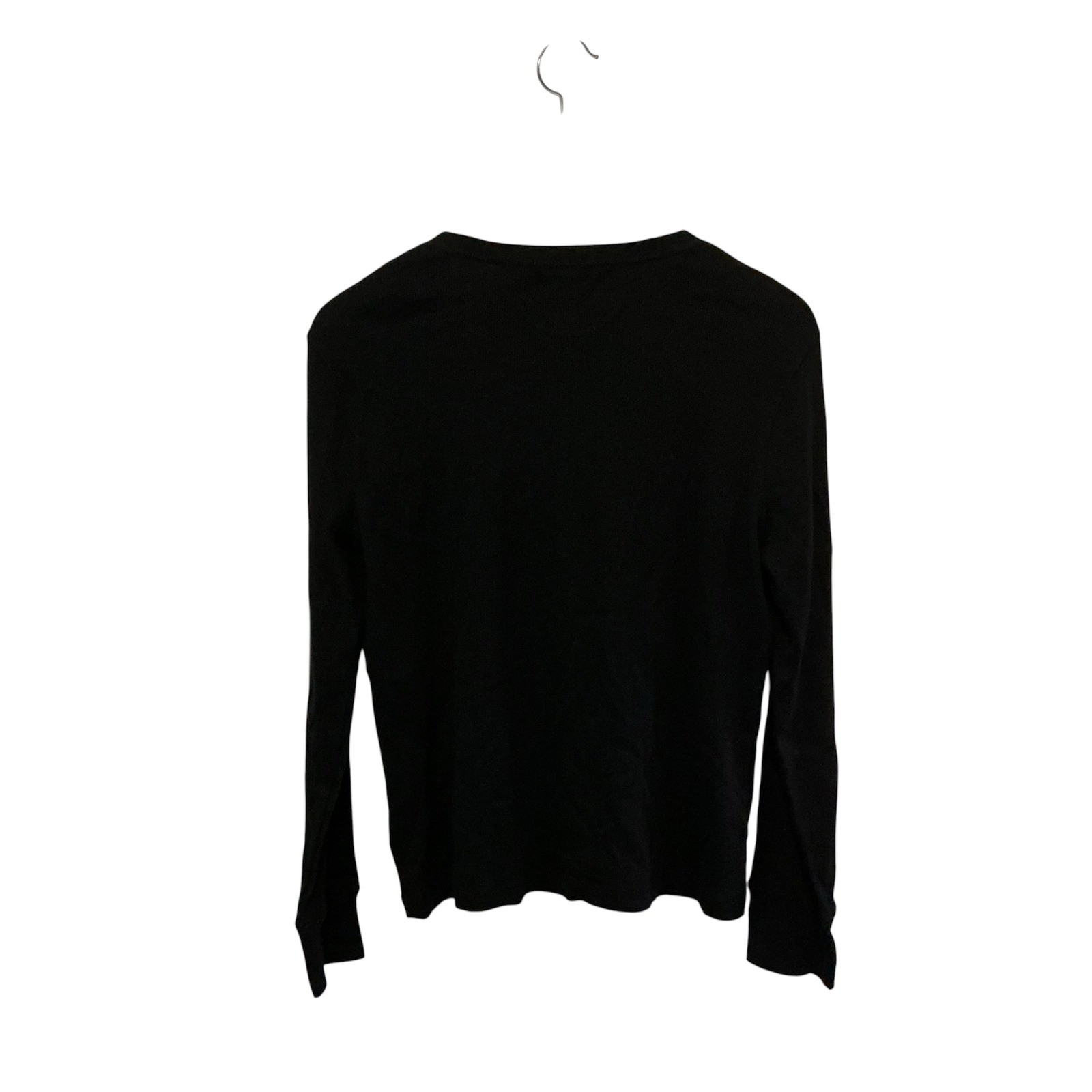 Chaps Denim Vintage Tags Black Ruffle Henley Top NEW Preppy Y2K
