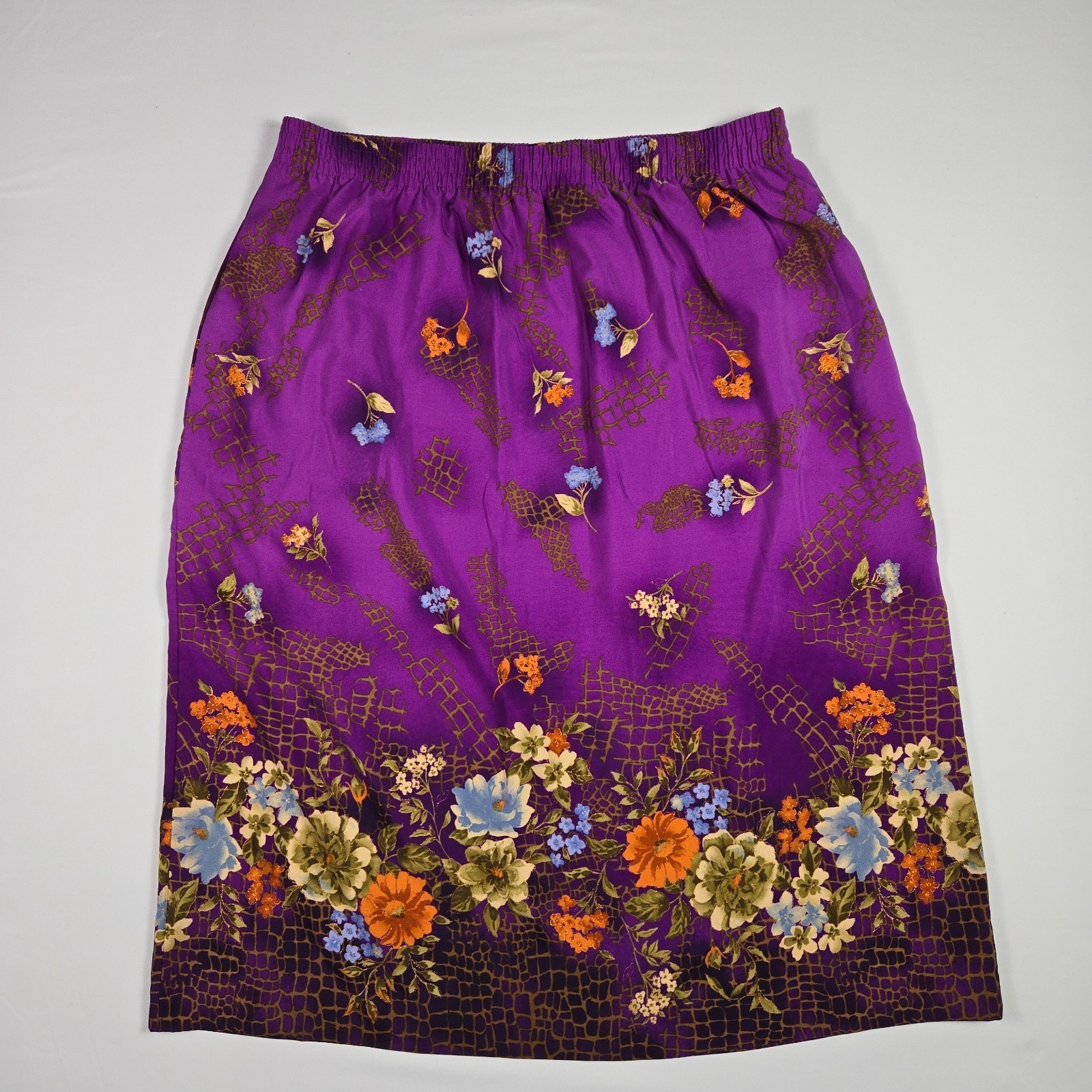VTG Maggie Sweet Skirt Set 3X 2X Purple Floral 2Pc Midi Co-ord Y2K Cottagecore