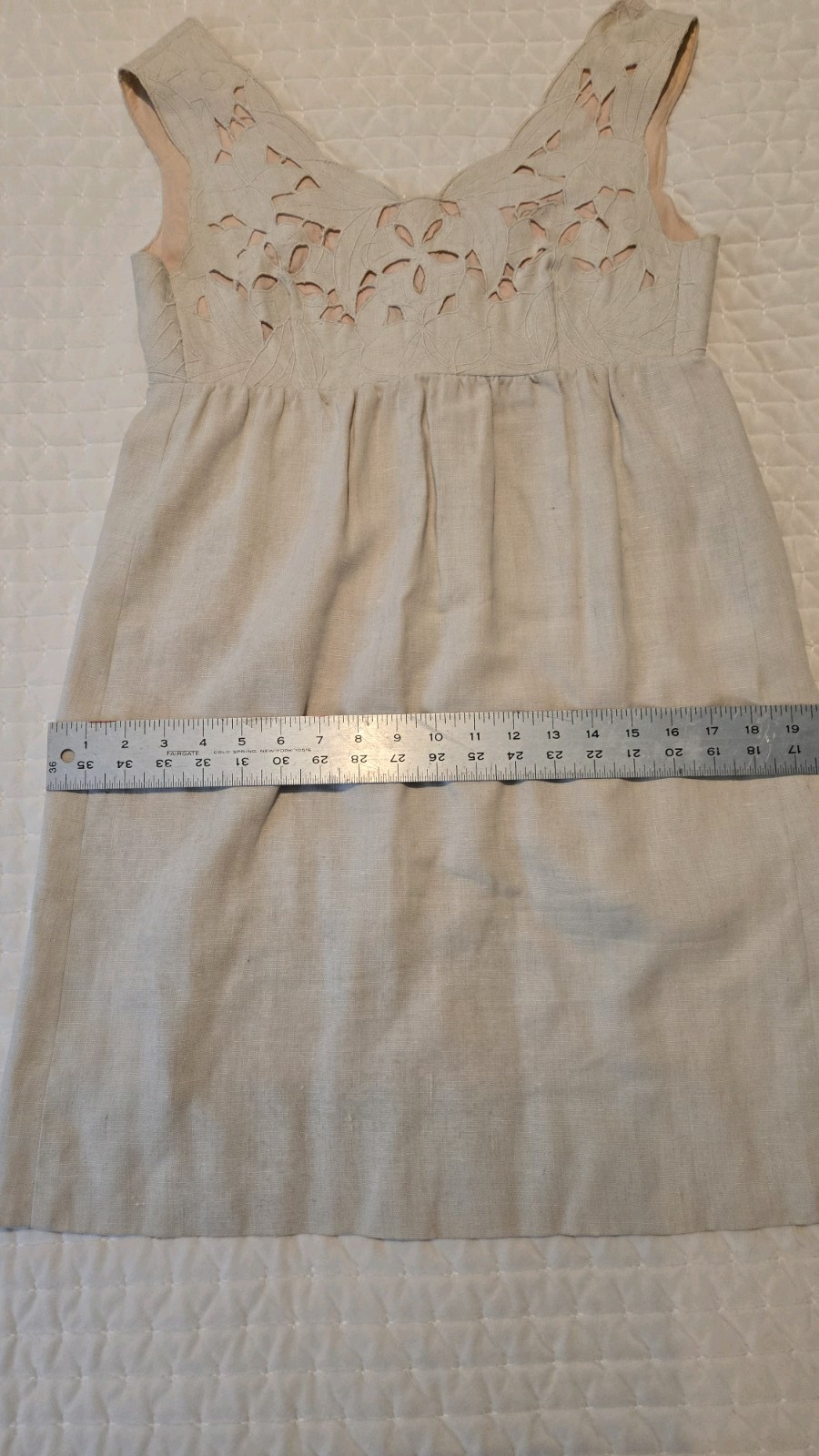 Ruth Clarage Vintage Tan Linen Dress Size 10 Made In USA Long Sleeve