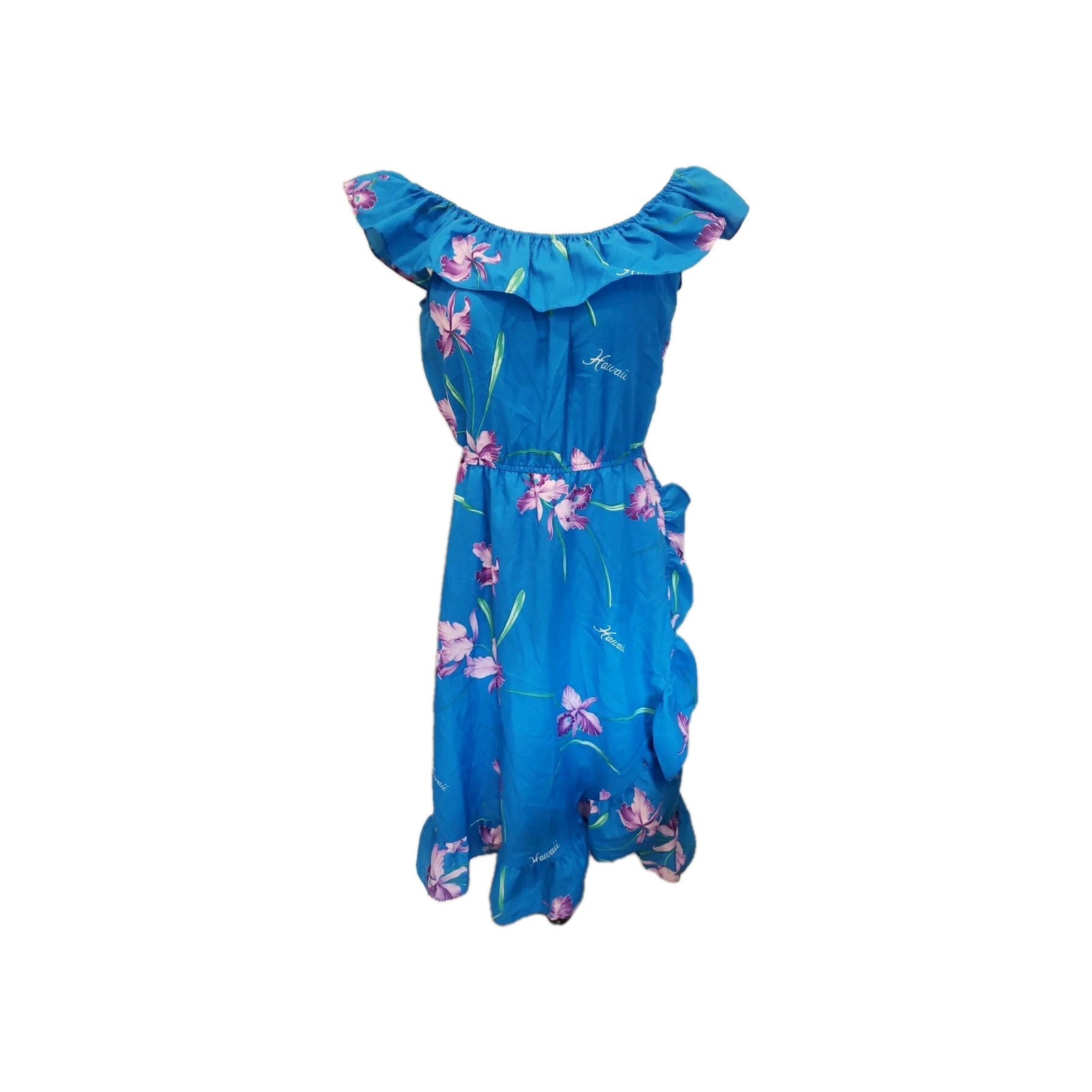 Vintage Classic Original Hawaiian Dress Royal Blue Y2k M USA