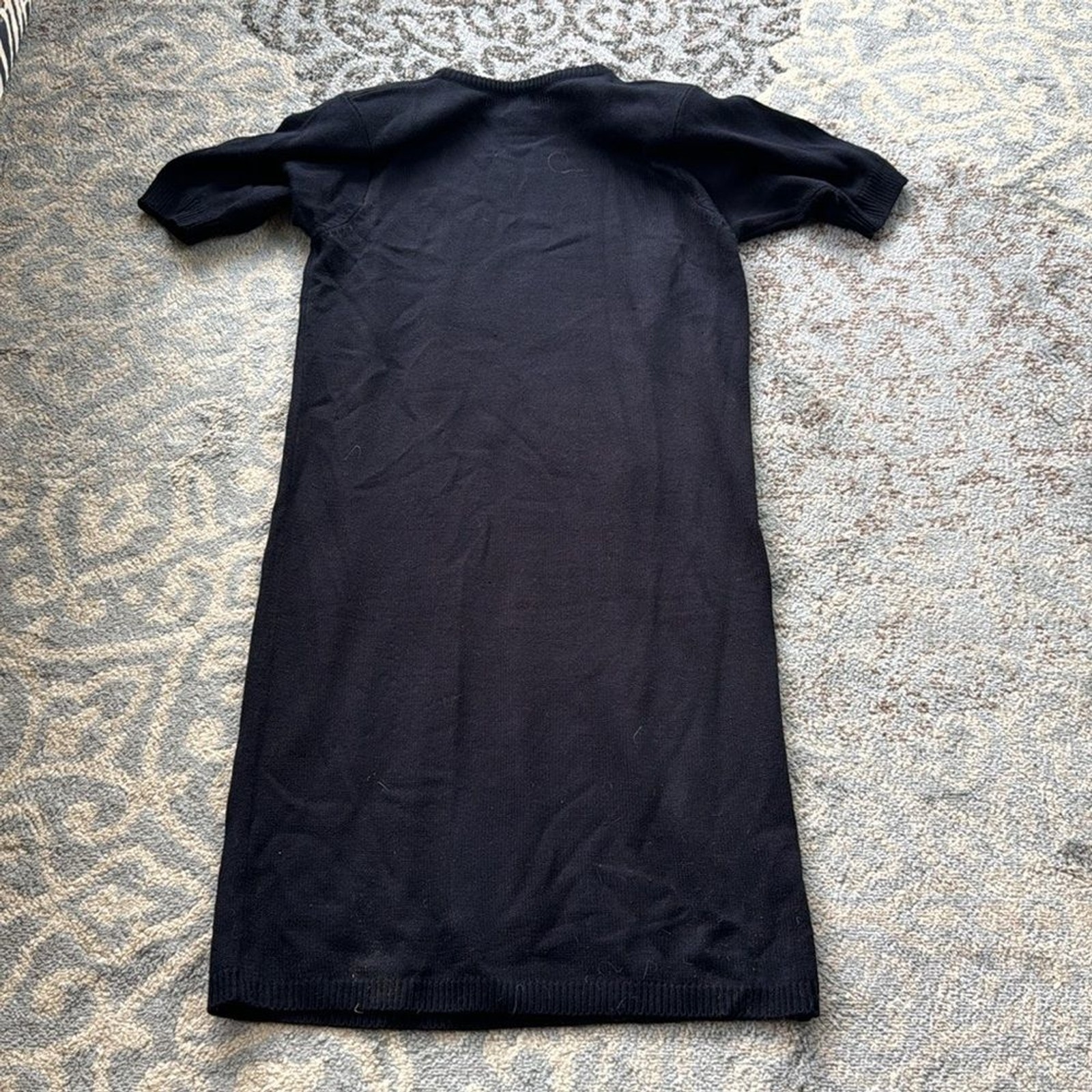 Vintage Darian Beaded Sweater Midi Dress Black Large