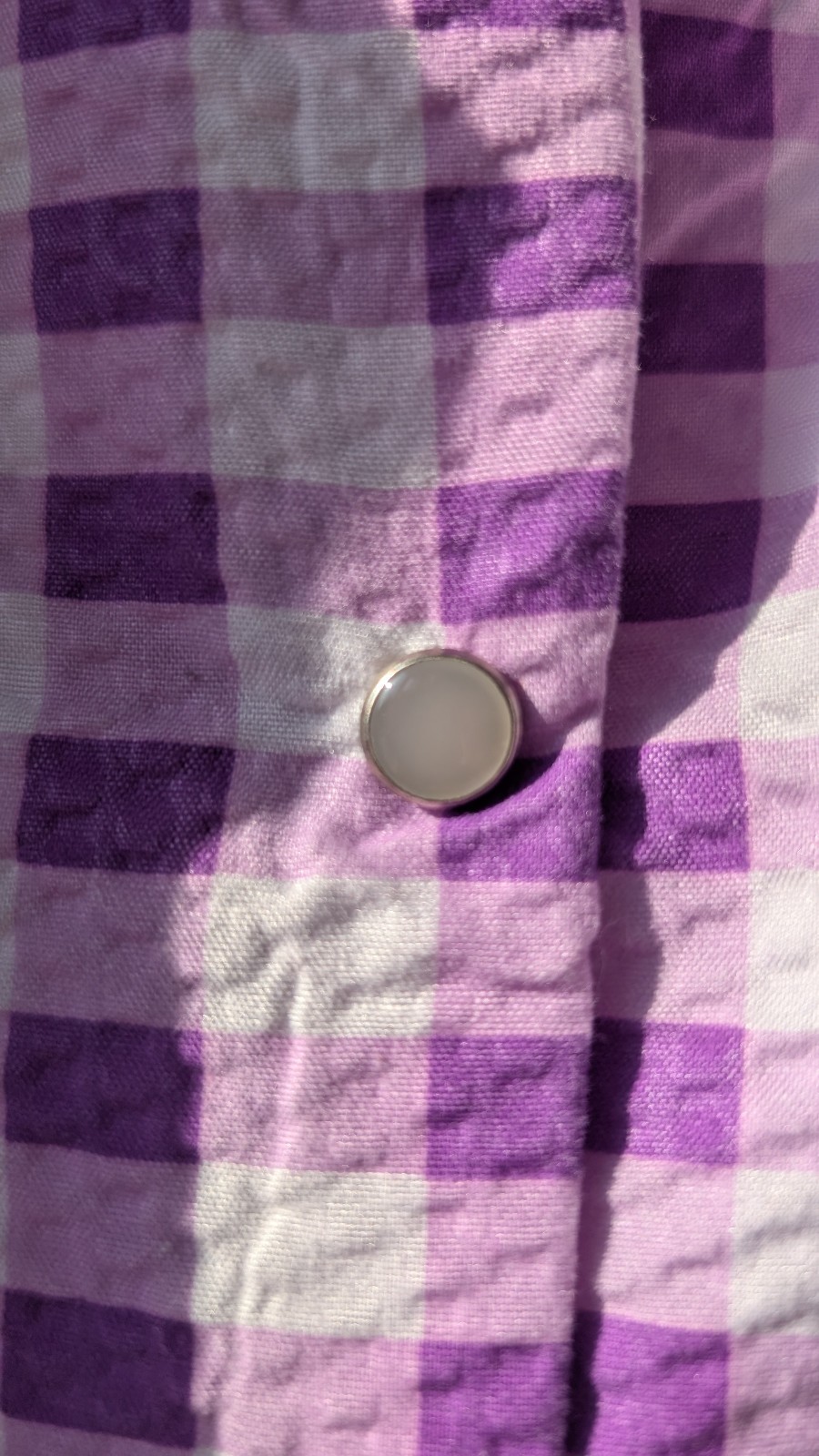 Vintage Causal Nights Light Purple Gingham Large short sleeve night gown Buttons