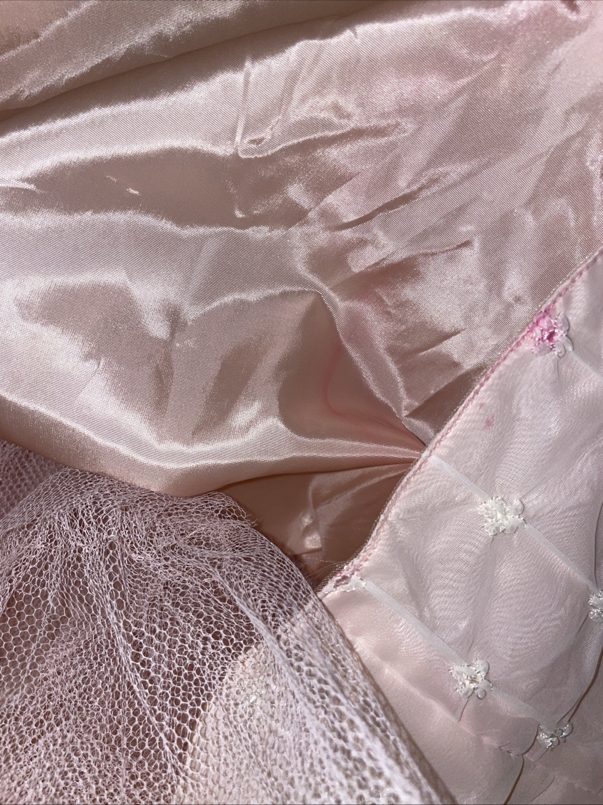 Vintage Womans 50’s Dress Jackie O Pink Party Prom dress Tulle Slip CHIFFON OVER