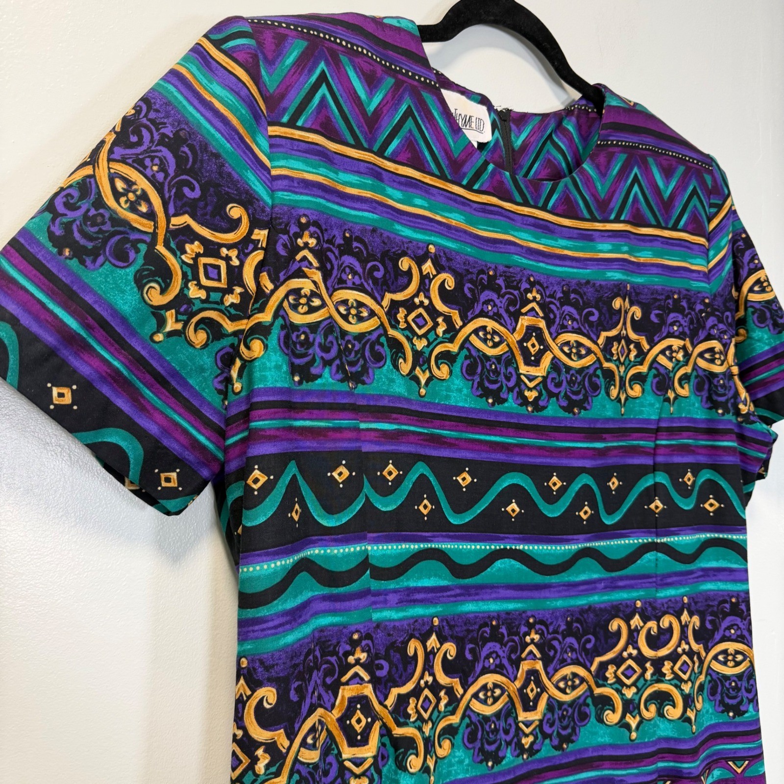 Vintage Just In Thyme LTD Abstract Geometric Print Short Sleeve Sheath Dress 16