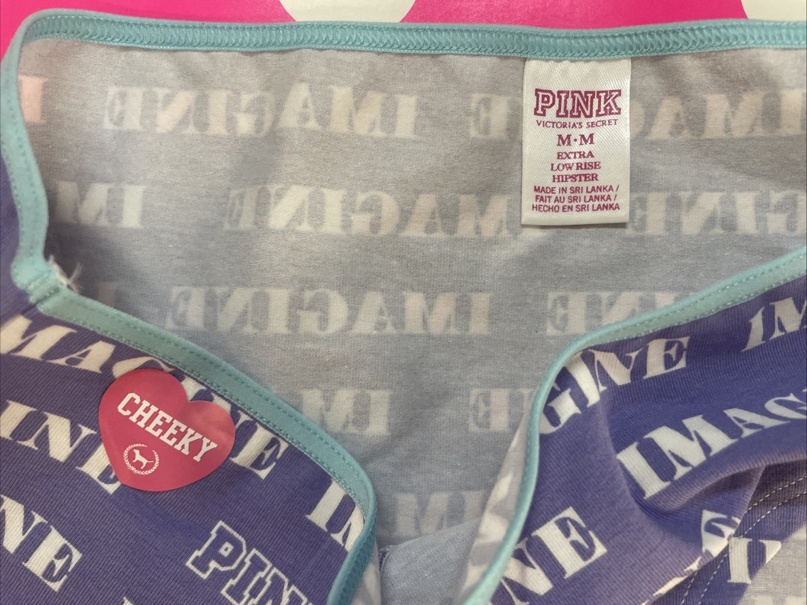 2009 Victoria Secret PINK Vintage Cotton Extra Low Rise Hipster Panty M IMAGINE