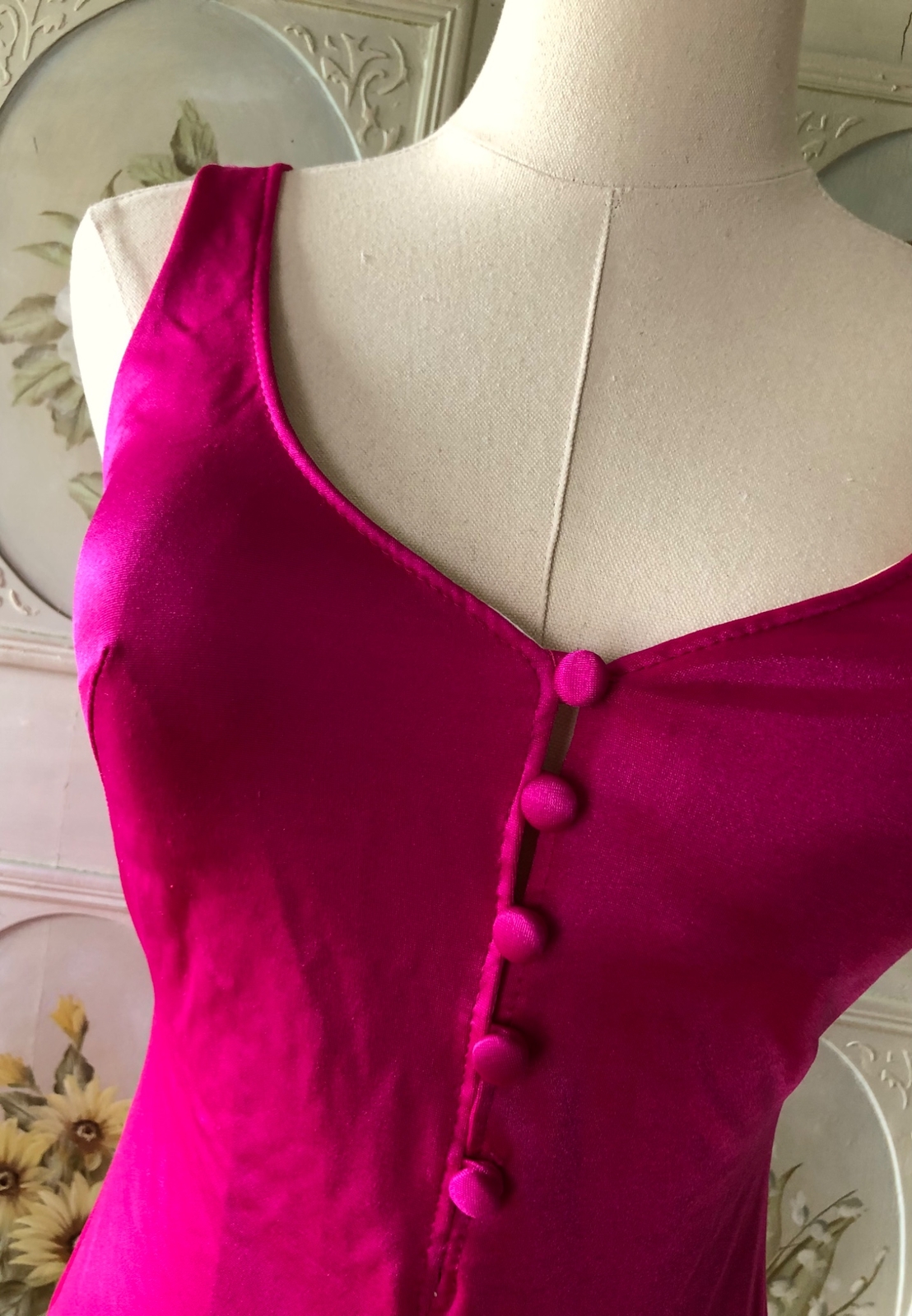 VTG MAXINE HOLLYWOOD FUCHSIA PINK BATHING BEAUTY STRUCTURED SWIM SUIT USA 12 GUC